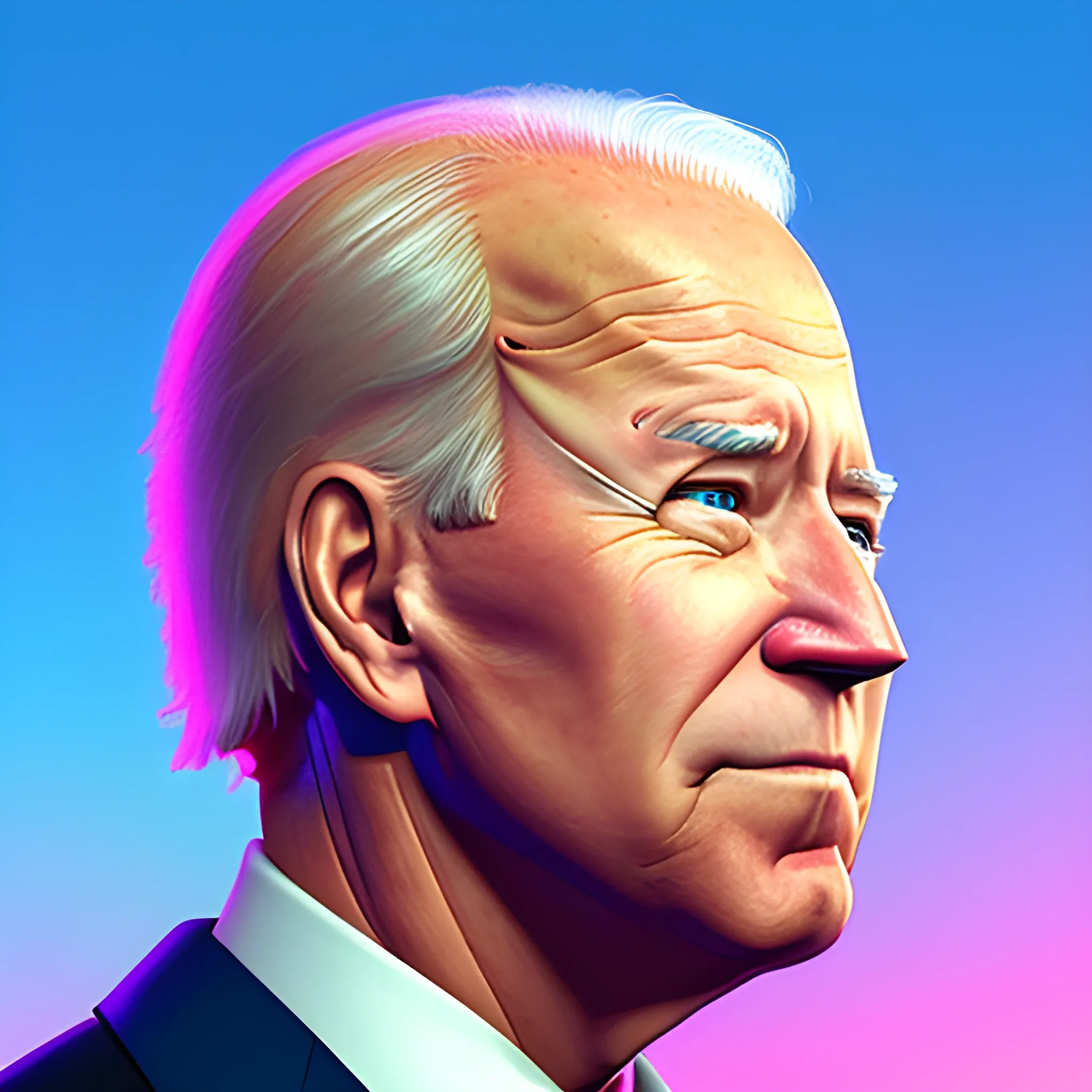 Joe Biden, in a pixar movie, 3d, in profile