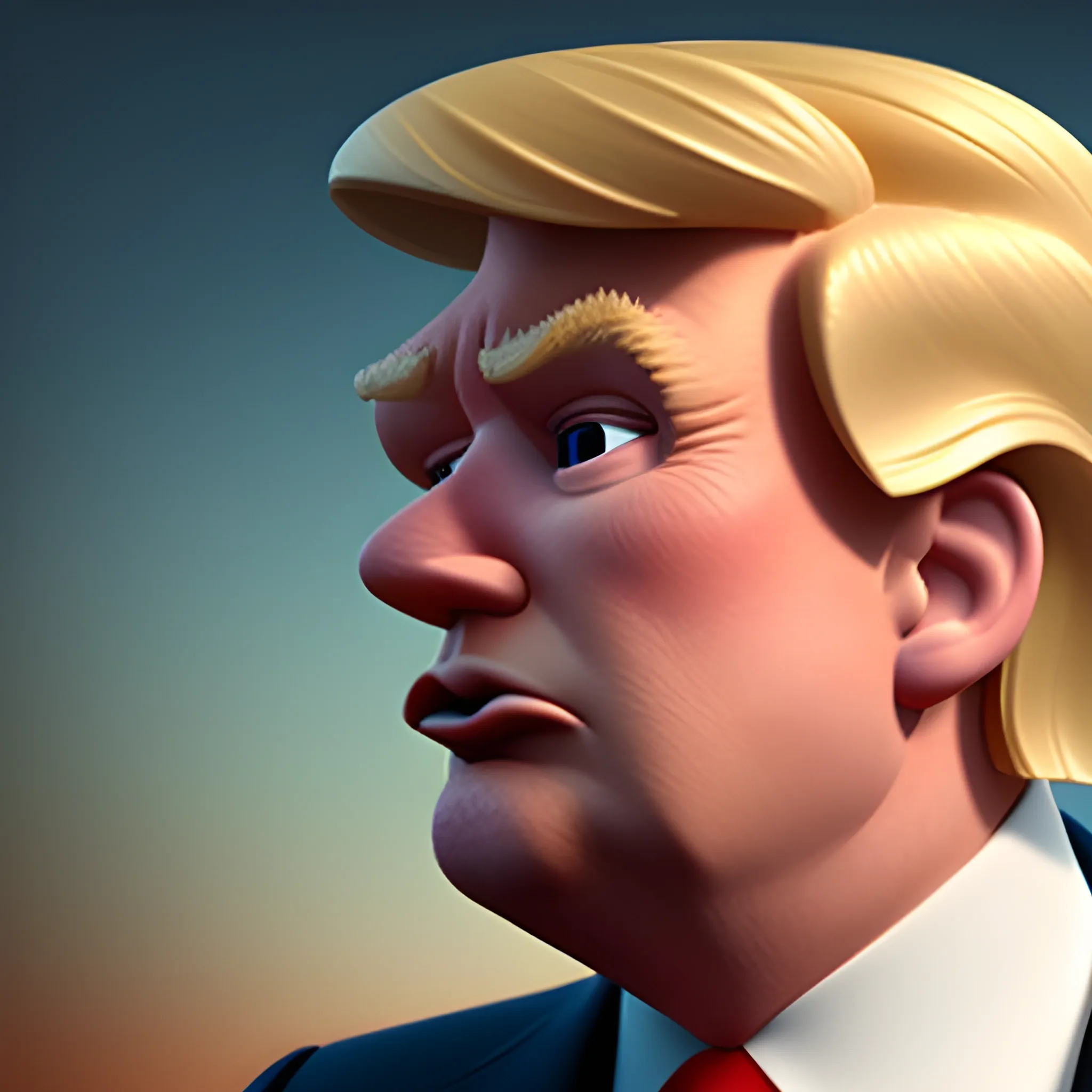 Donald Trump, in a pixar movie, 3d, in profile