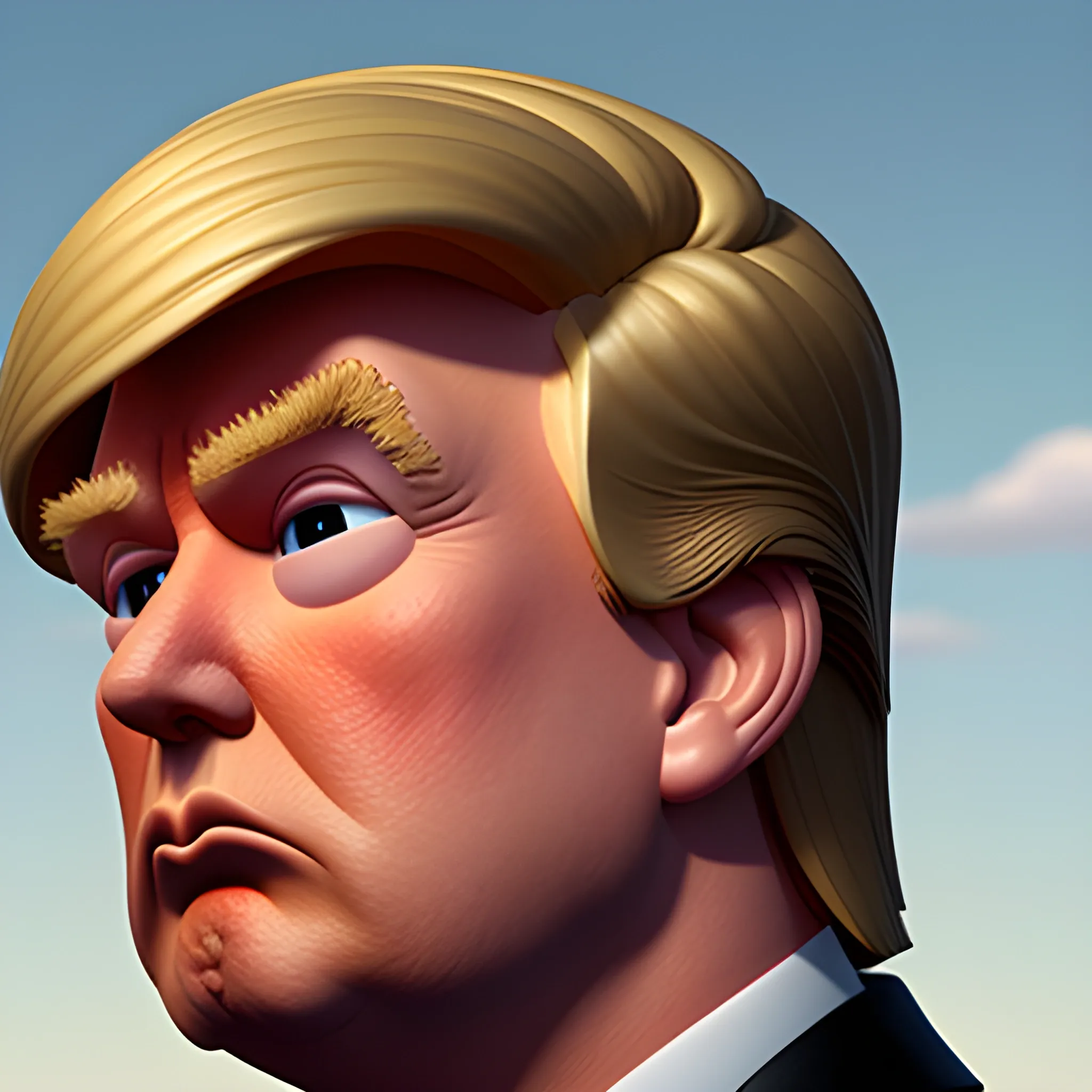 Donald Trump, in a pixar movie, 3d, in profile