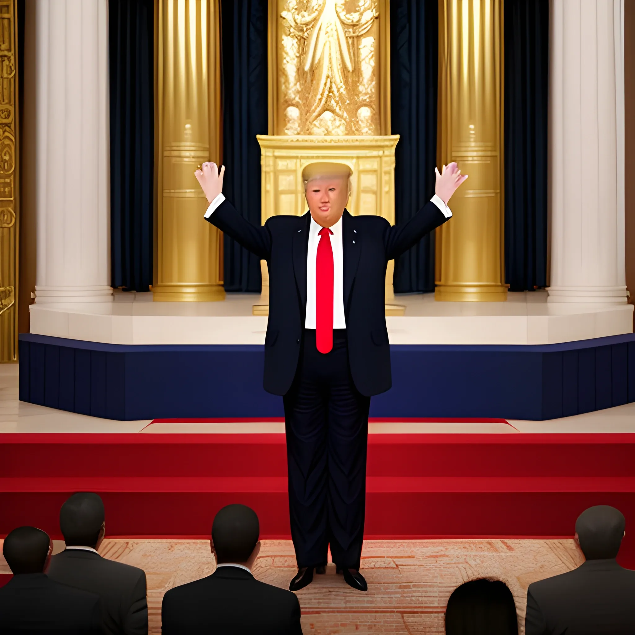 Donald Trump hands raised standing in the holy of holies