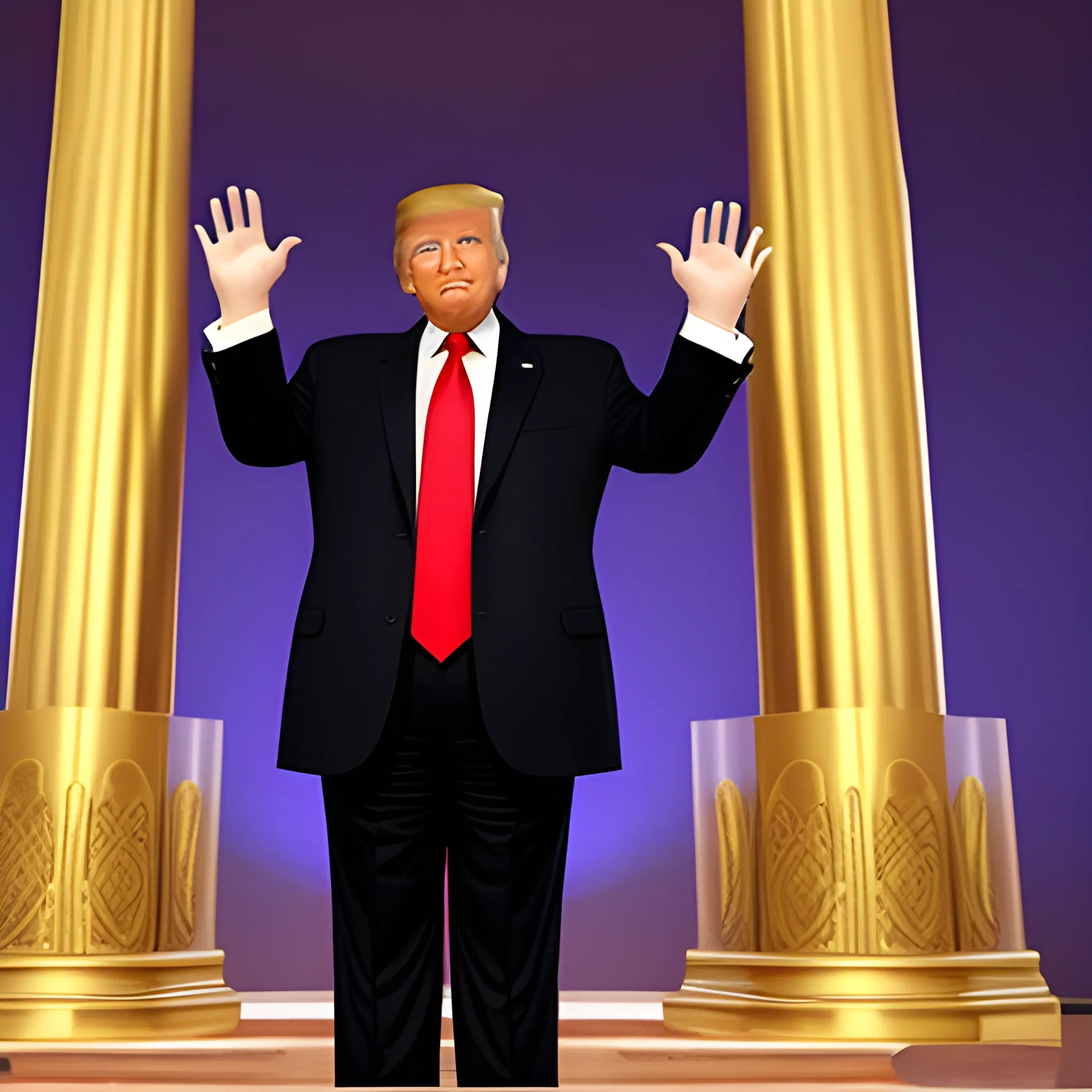 Donald Trump hands raised standing in the holy of holies