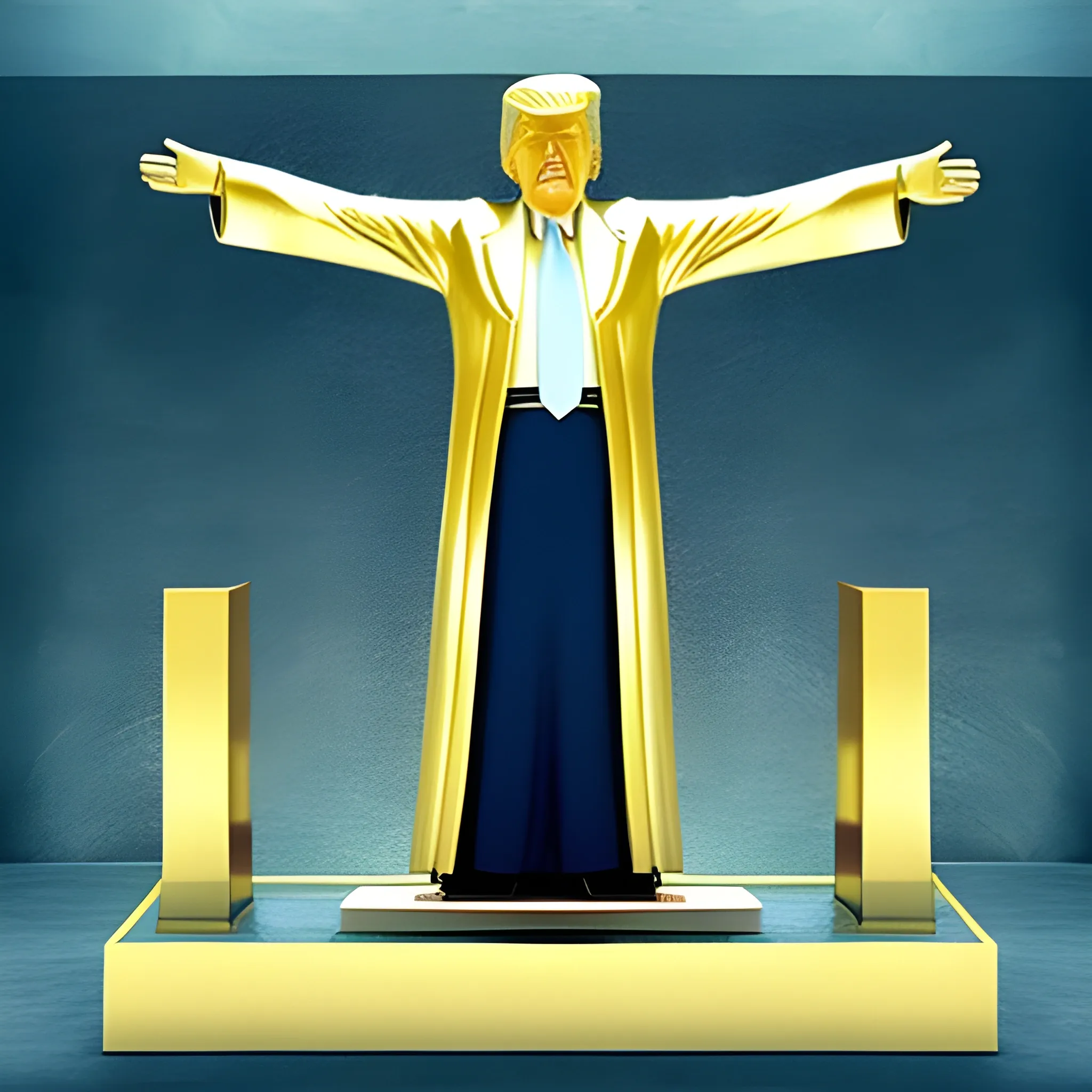 Donald Trump hands raised standing in the holy of holies