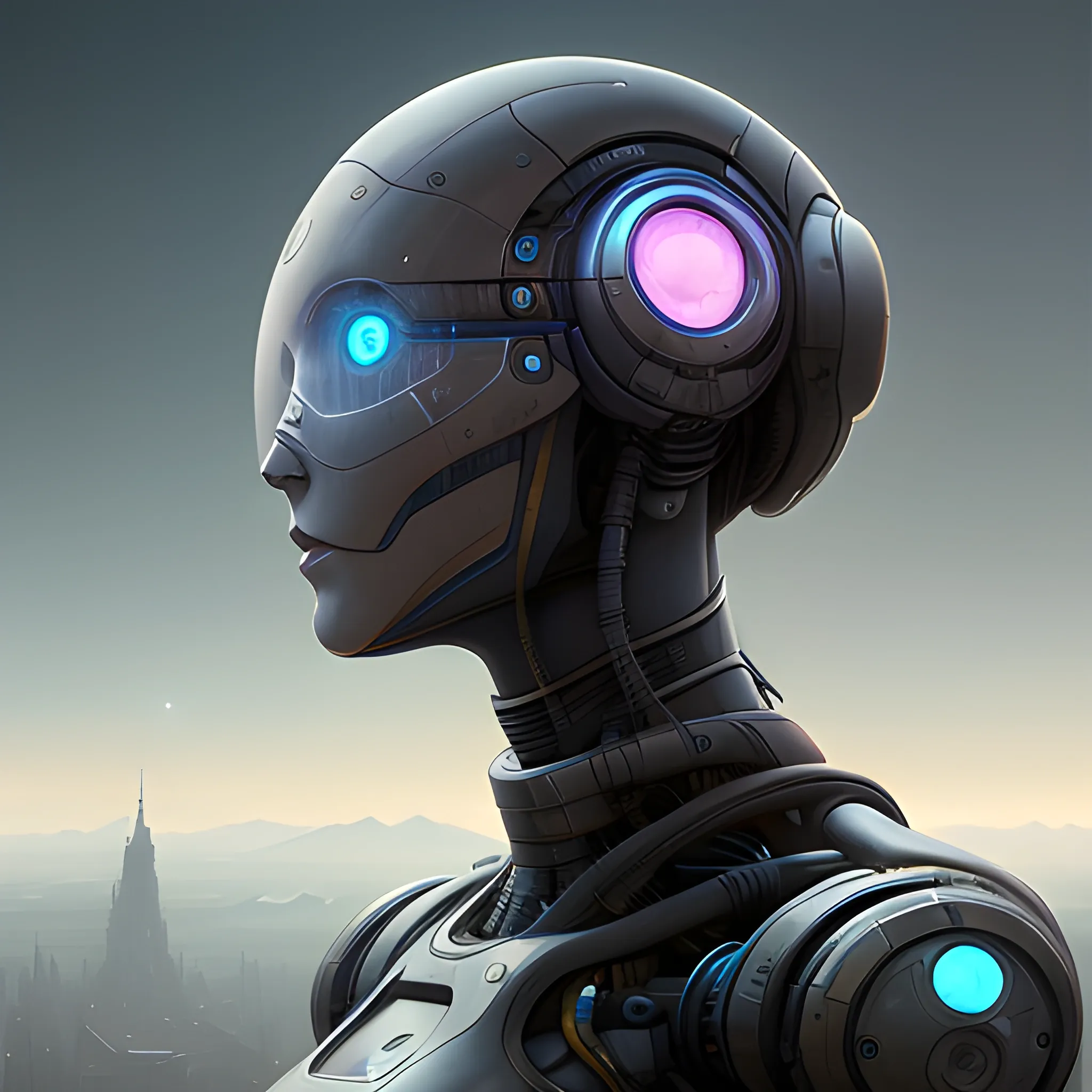 female robot pilot, on art, 8 k highly detailed, Unreal Engine ...