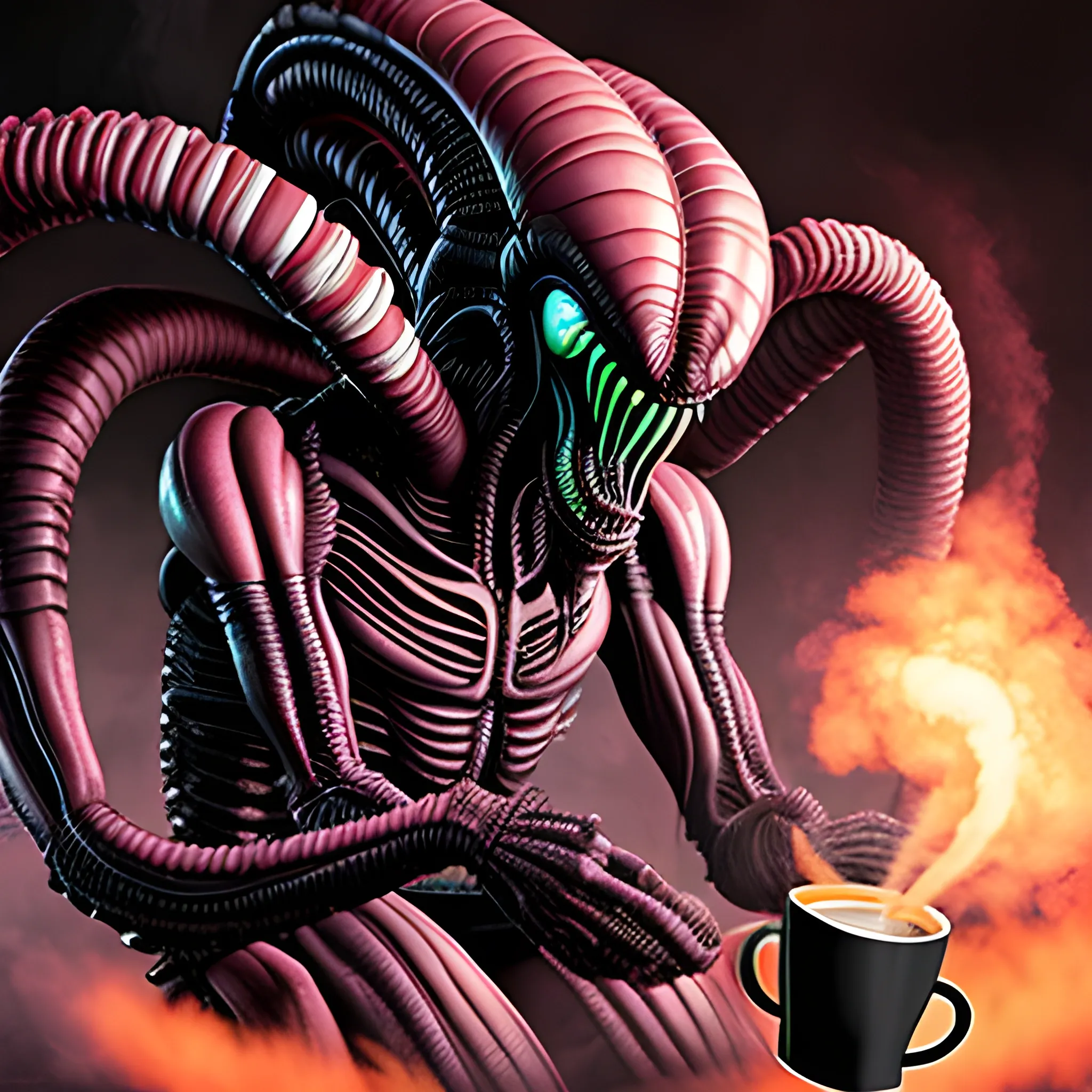 Xenomorph Prepping for the Rampage with Coffee, Trippy