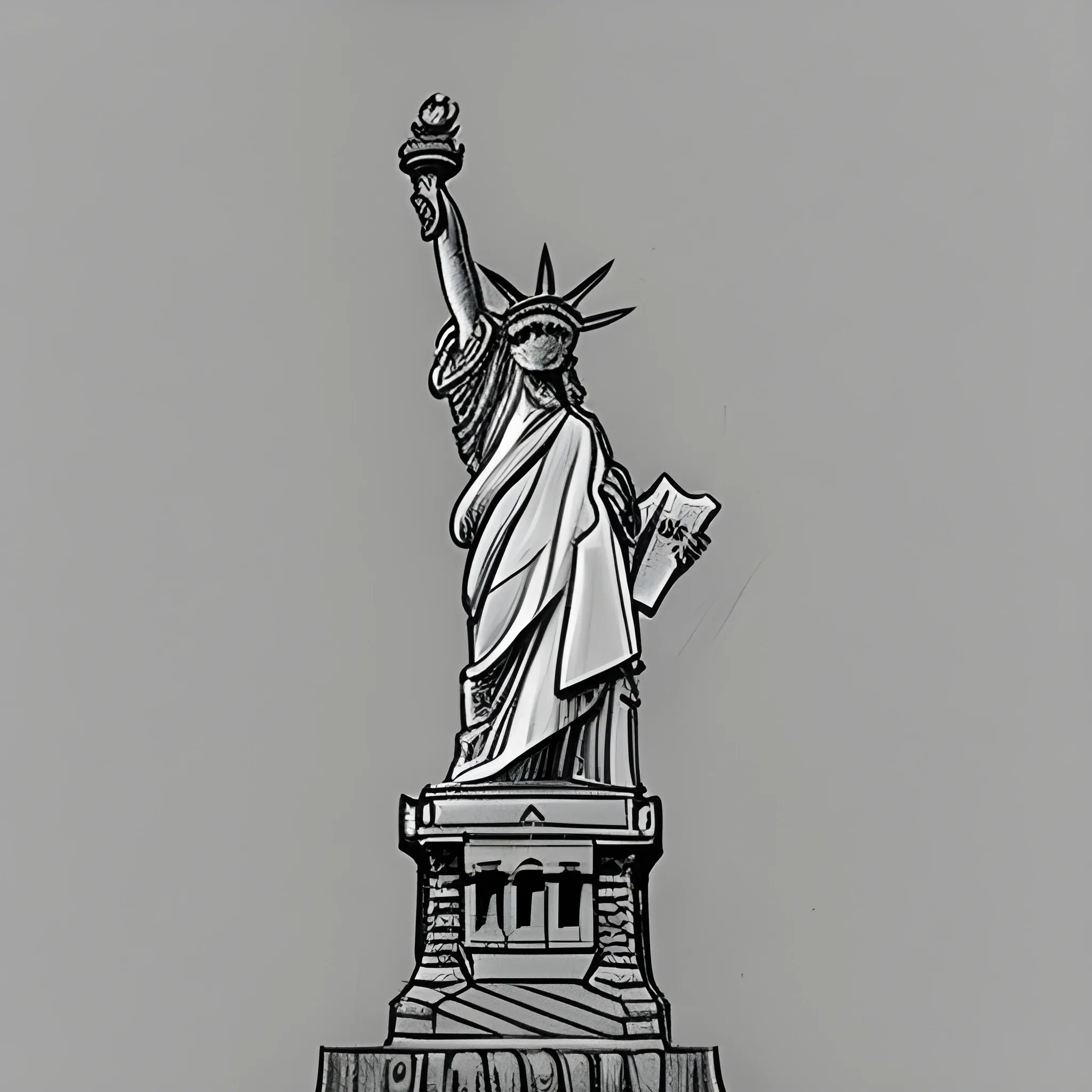 the statue of liberty holding socks in her hand Pencil Sketch