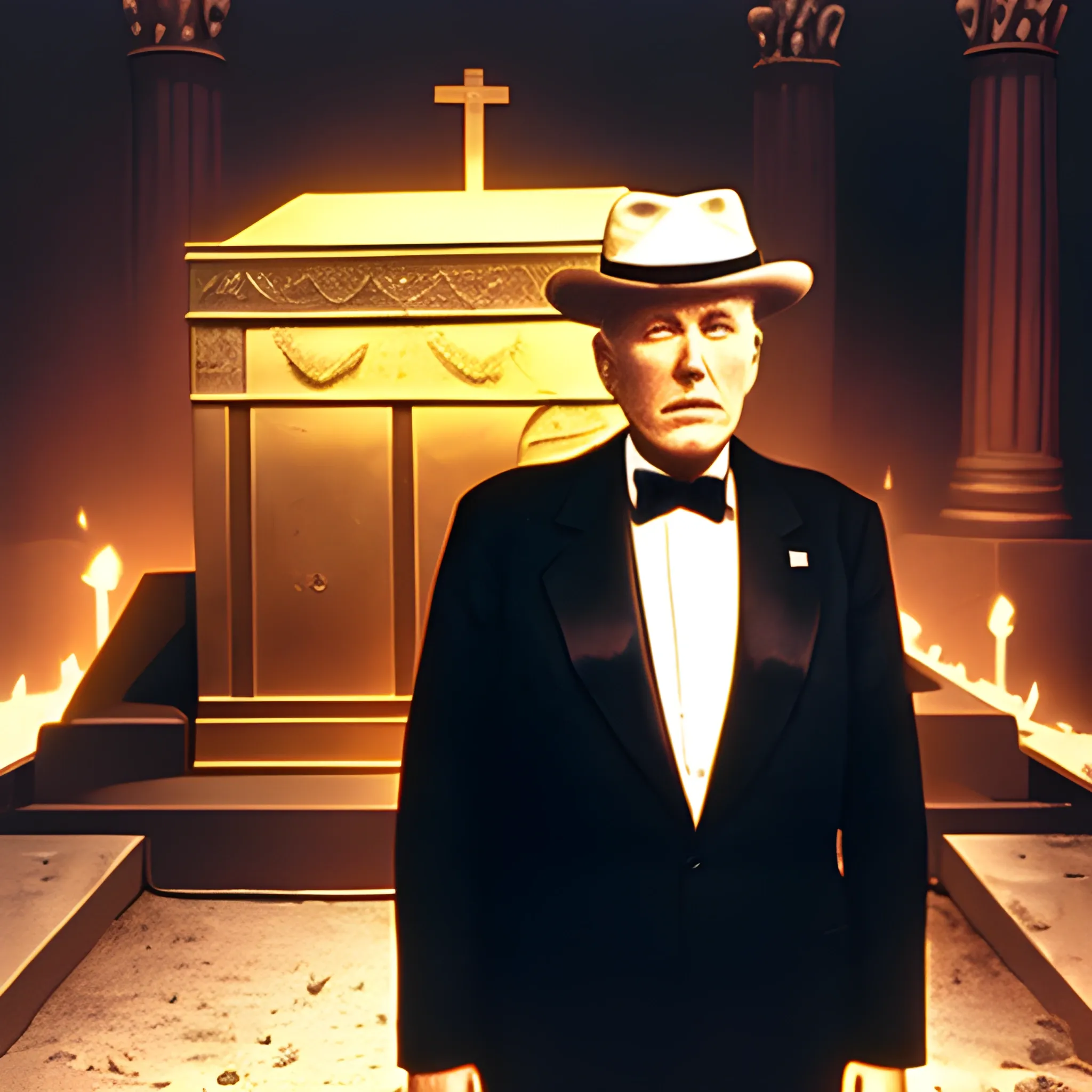 american president standing before ark of the covenant