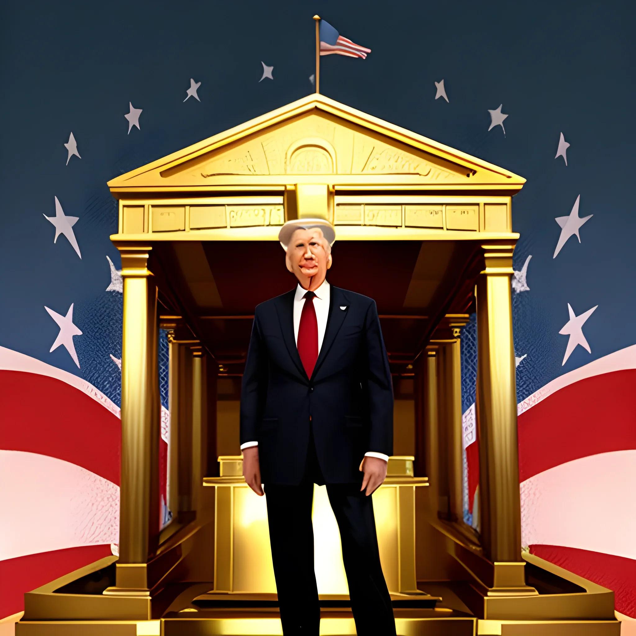 twenty-first century american president standing before ark of the covenant