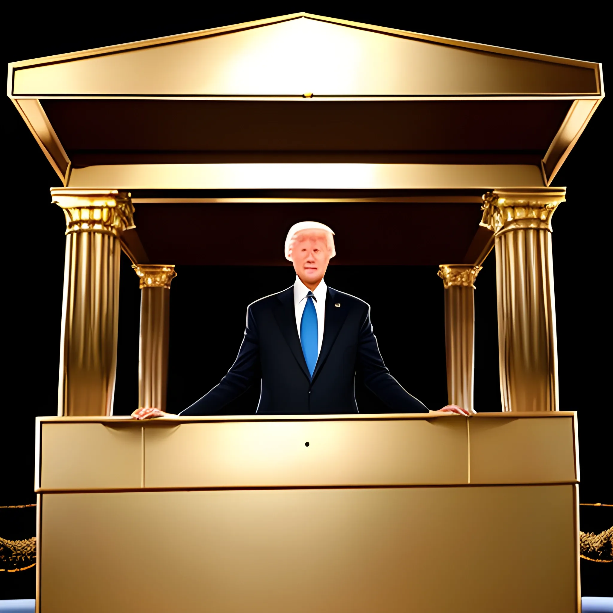 twenty-first century american president standing before ark of the covenant