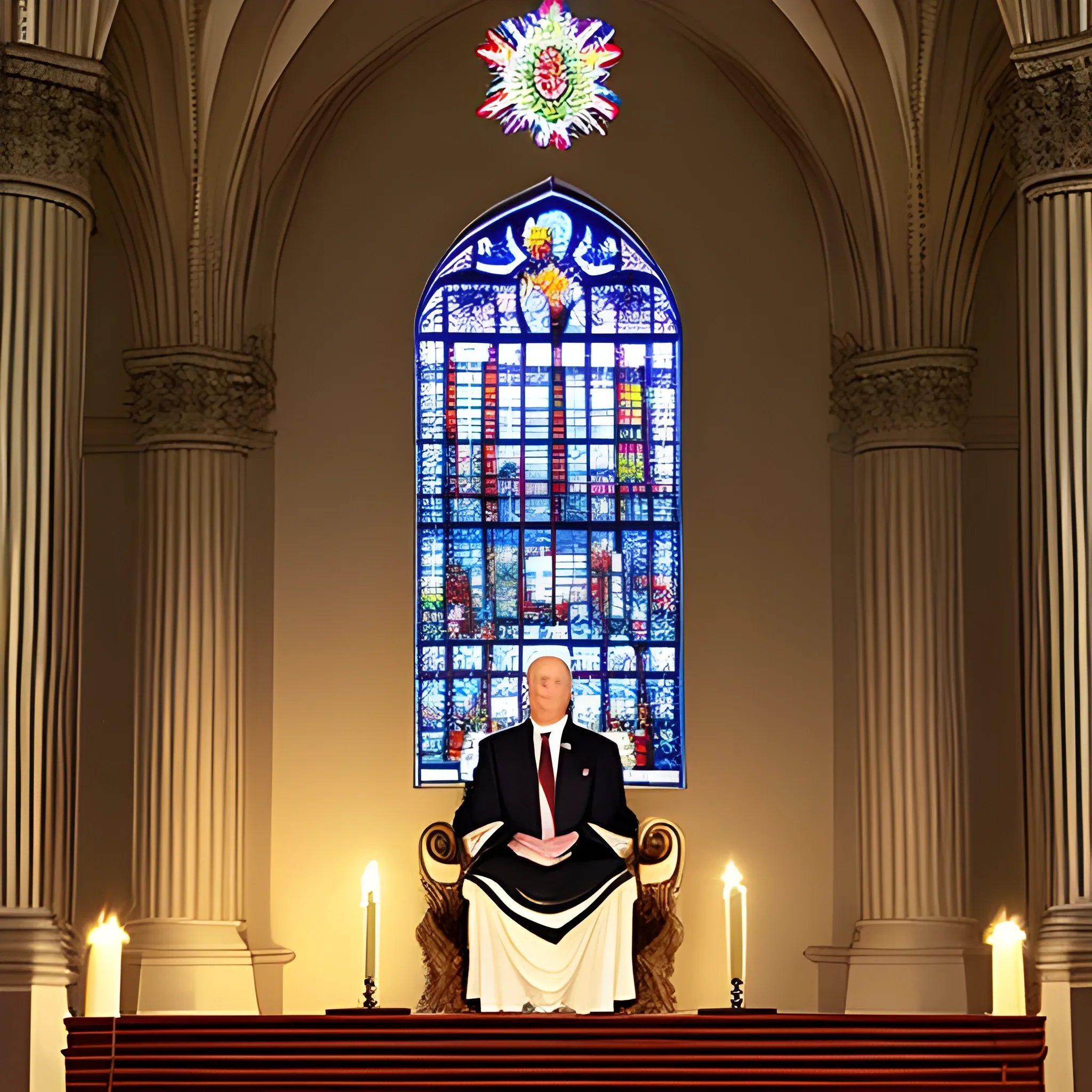 American President sits as God in most holy place
