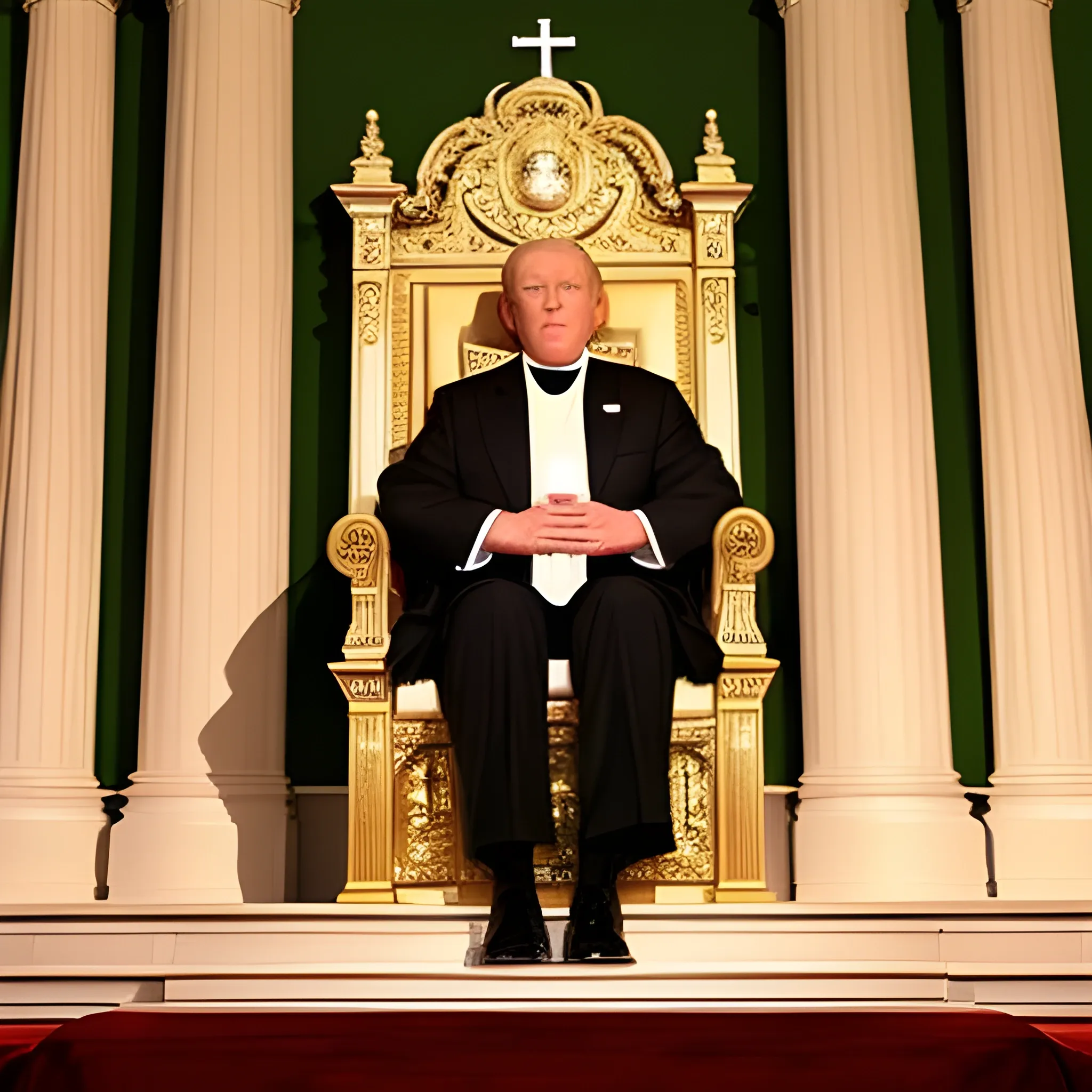 American President sits as God in most holy place
