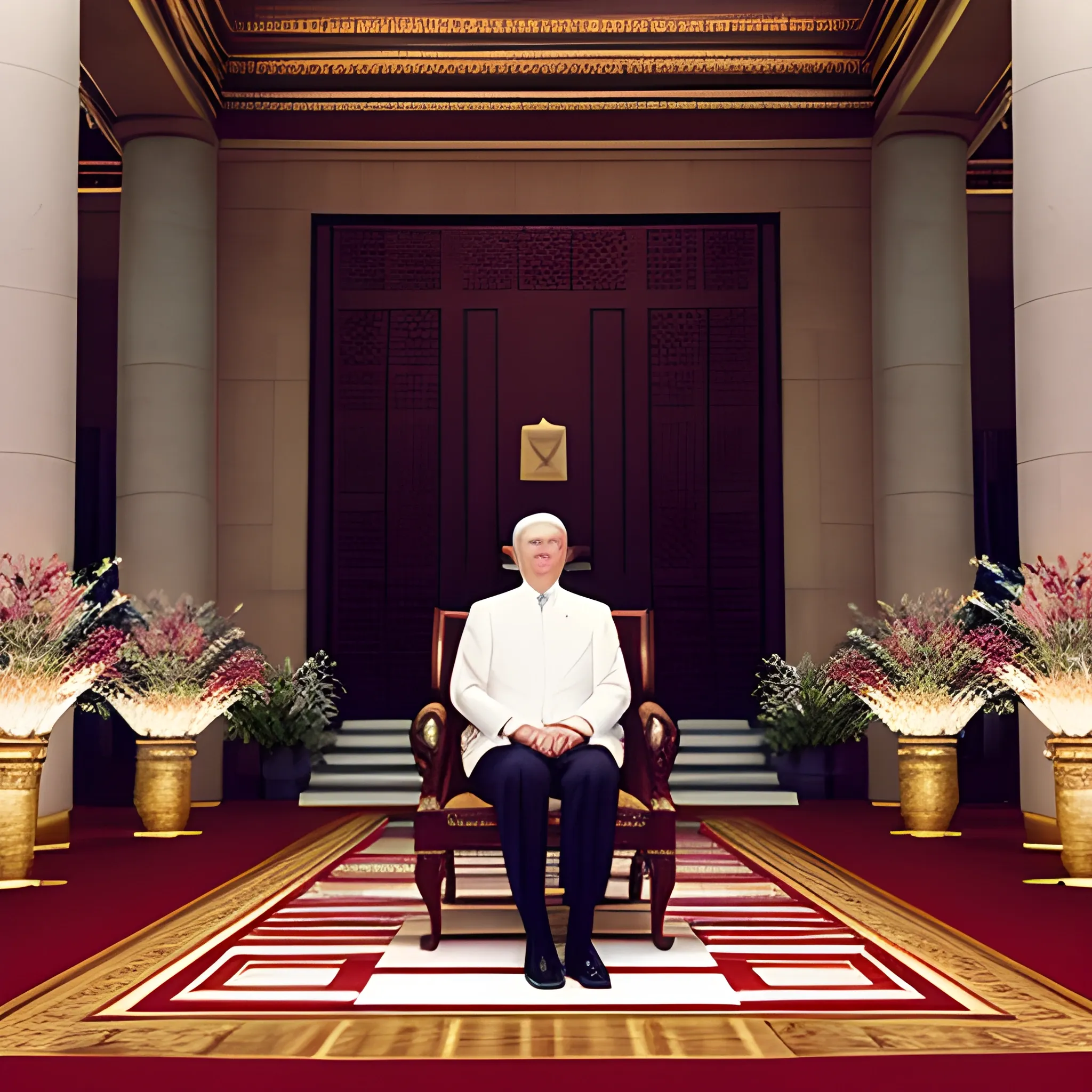 American President seated in the Temple
