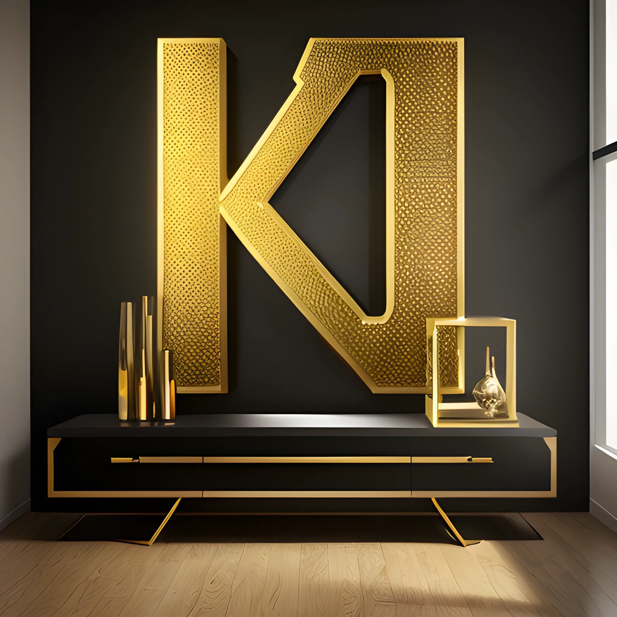 gold letters with ‘KREK3R text, high quality, sleek and modern, metallic texture, dramatic lighting, professional rendering, luxury vibes, elegant design, minimalistic, premium feel, Oil Painting