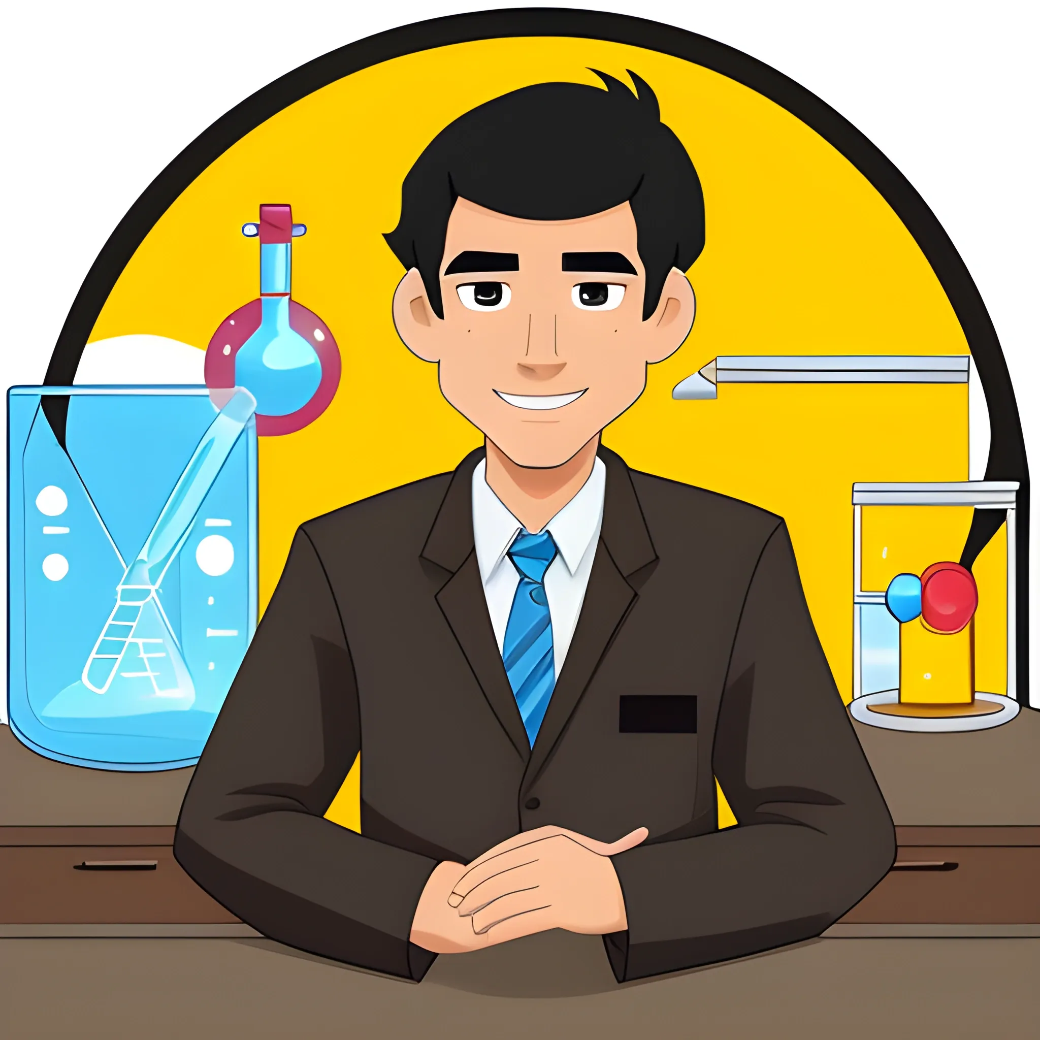 Create a science guy. He's a black-haired slightly-light-brown Filipino. Cartoon