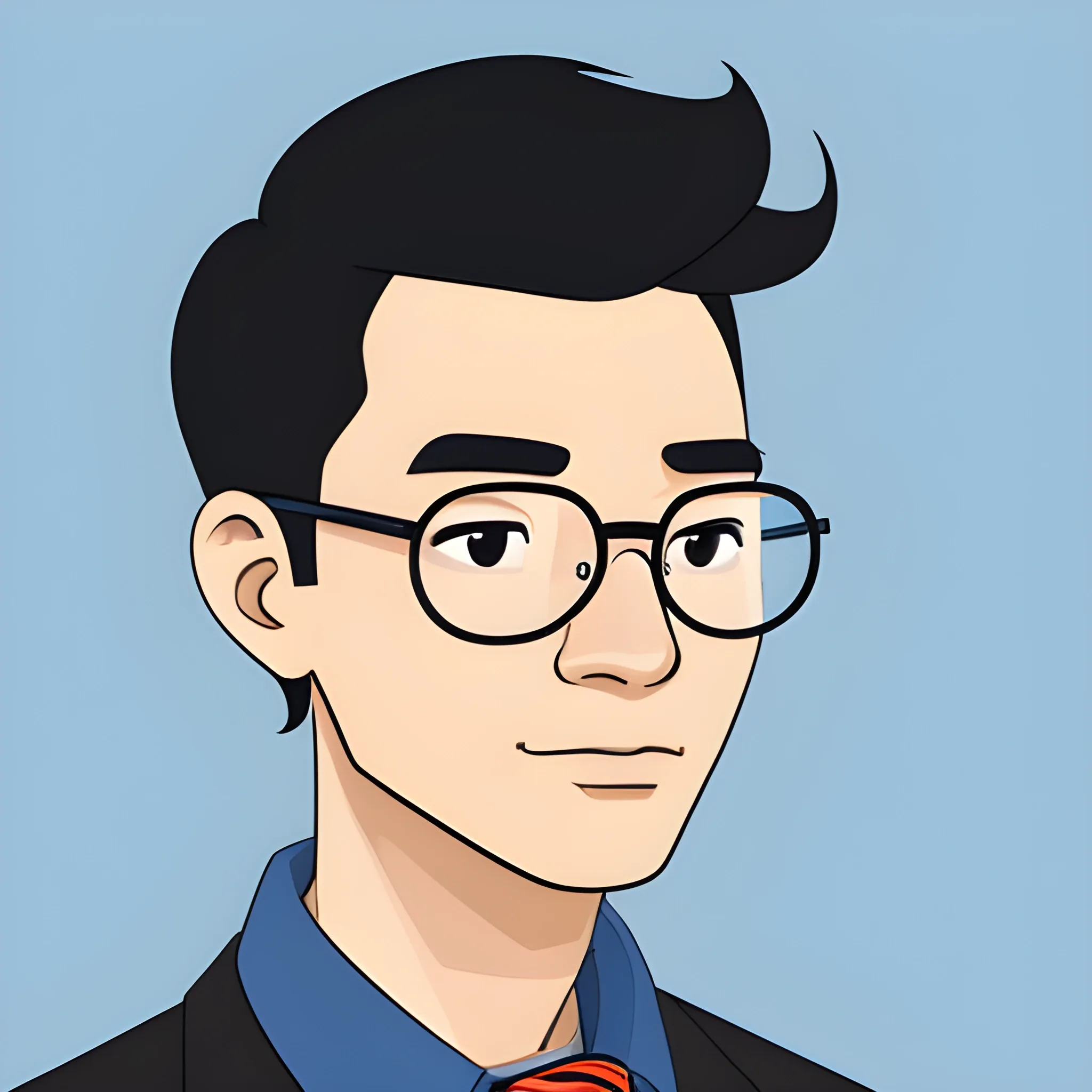 Create a science guy. It's a profile picture for a social influencer-scientist. He's a black-haired slightly-light-brown Filipino. Make him wear a white long-sleeve buttoned shirt with a striped blue necktie. Don't make the background boring, and don't include words. Cartoon