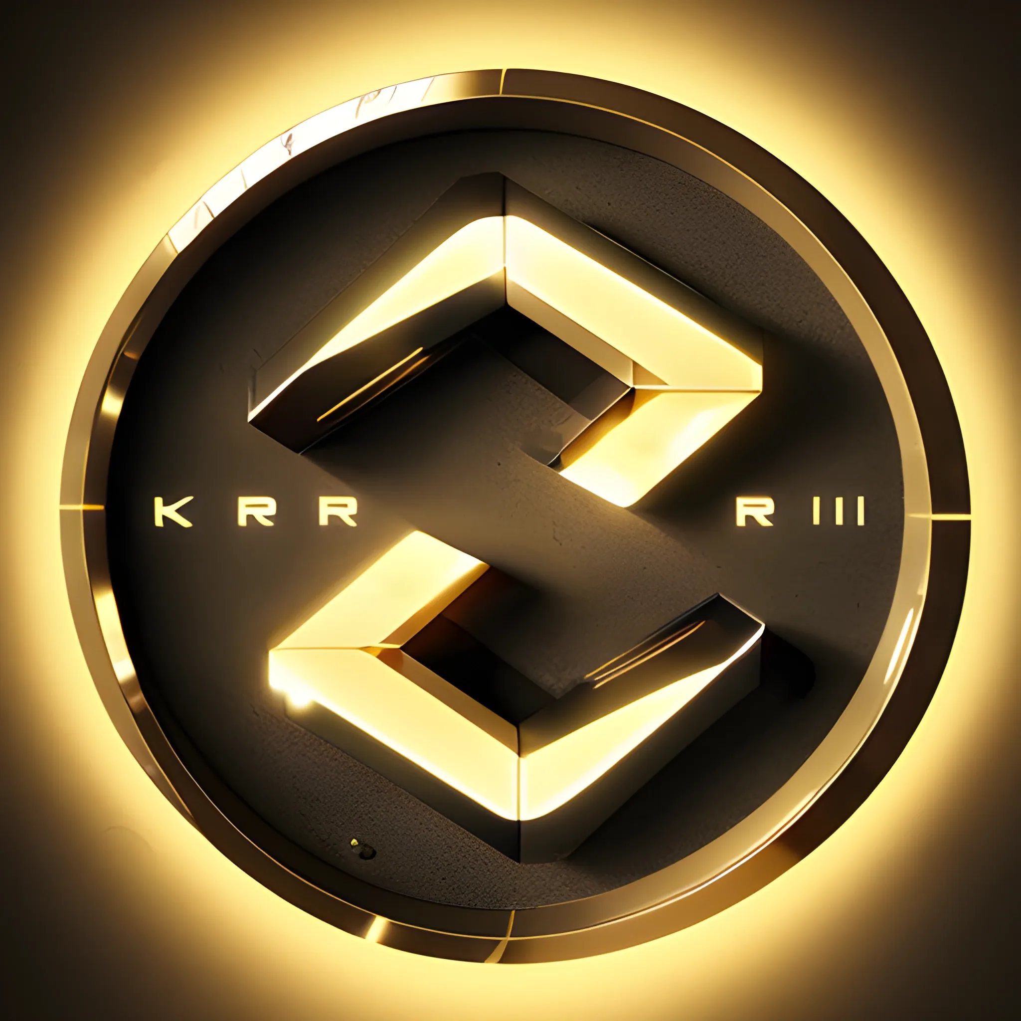 clearly and legibly letters "KREK3R" in official text, high quality, sleek and modern, metallic texture, dramatic lighting, professional rendering, luxury vibes, elegant design, minimalistic, premium feel