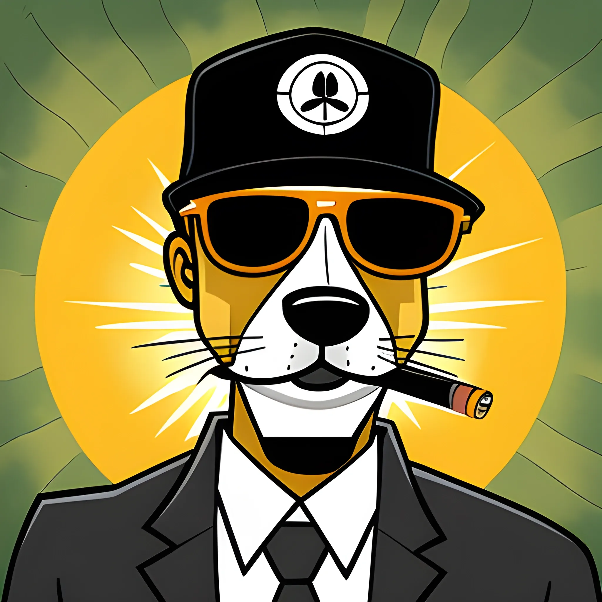 perro gangster con anteojos de sol y un cigarro, Cartoon