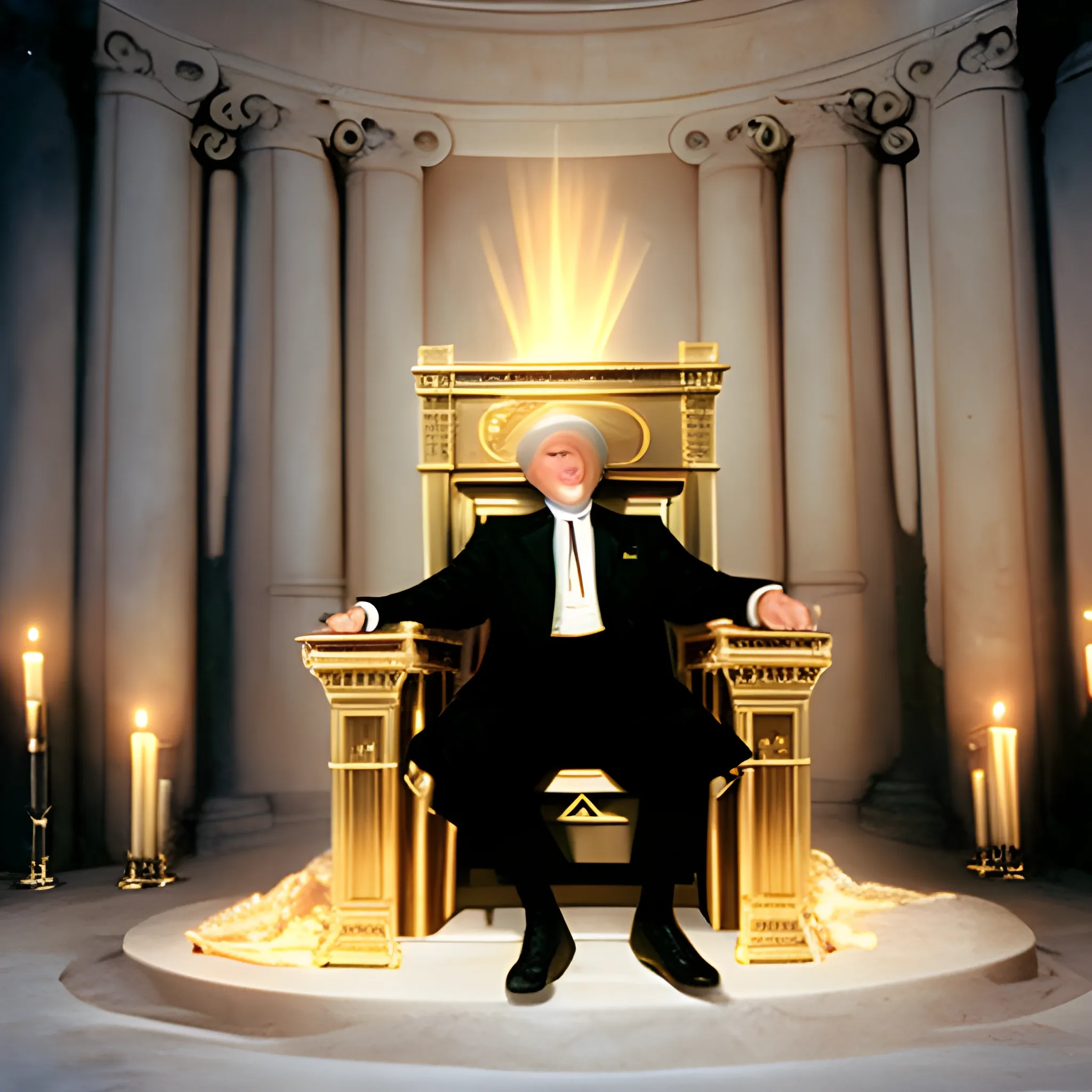 United States President seated before the Ark Of the Covenant