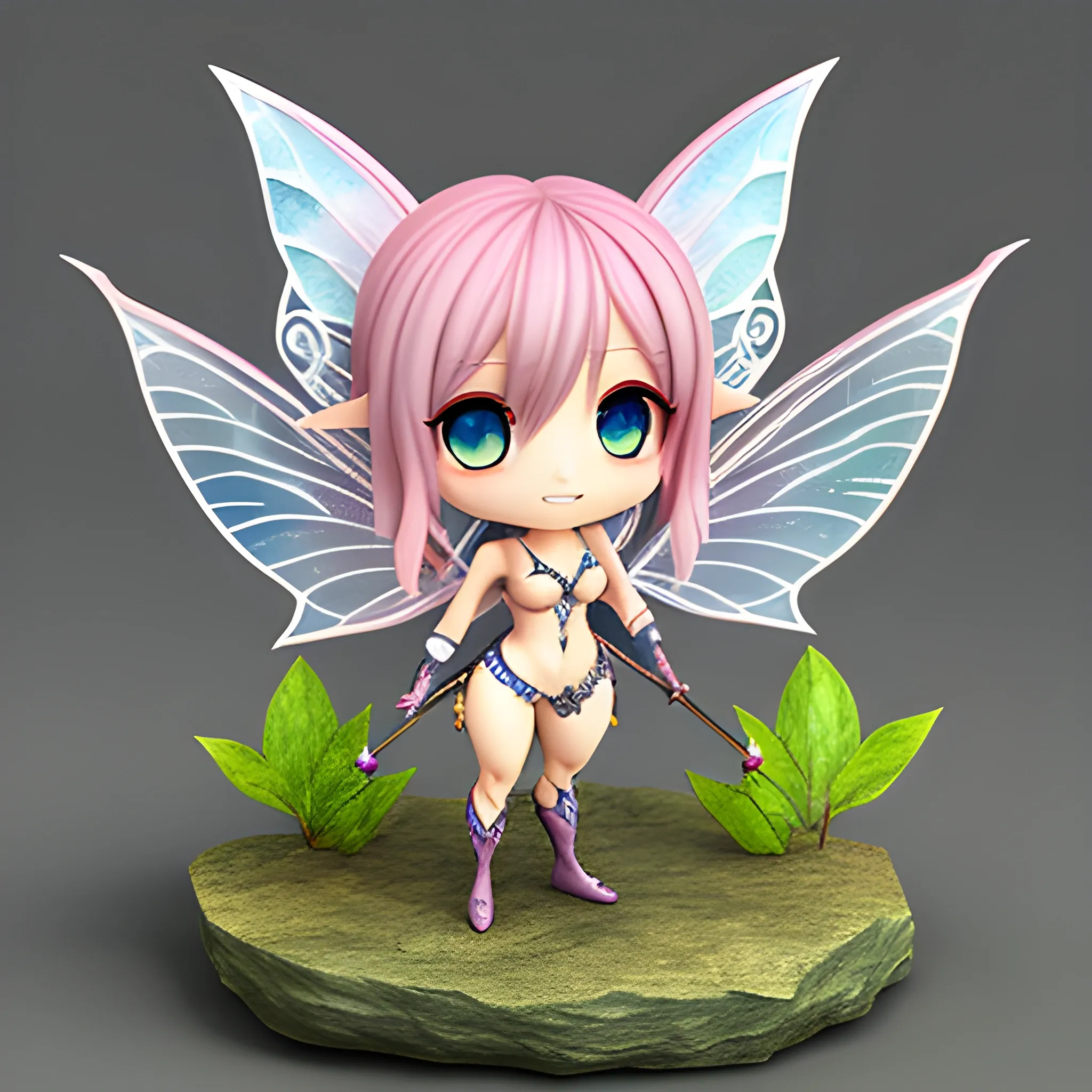 a fairy, cute, chibi, , 3D, high resolution, fantasy, girl, Water Color