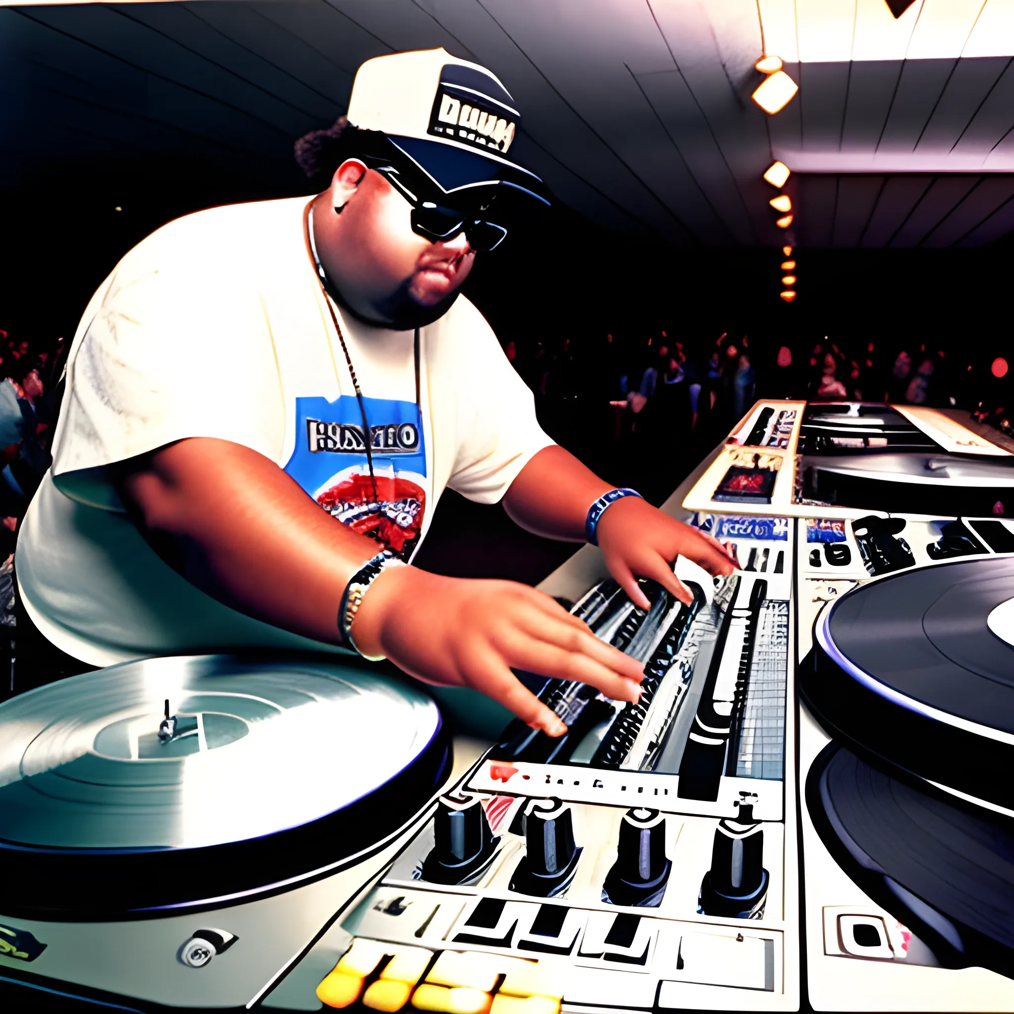 dj big bubba scratch mixing and scratching on two turntables way too fast at the 1993 wrong way u.s.a. dj mixing finals