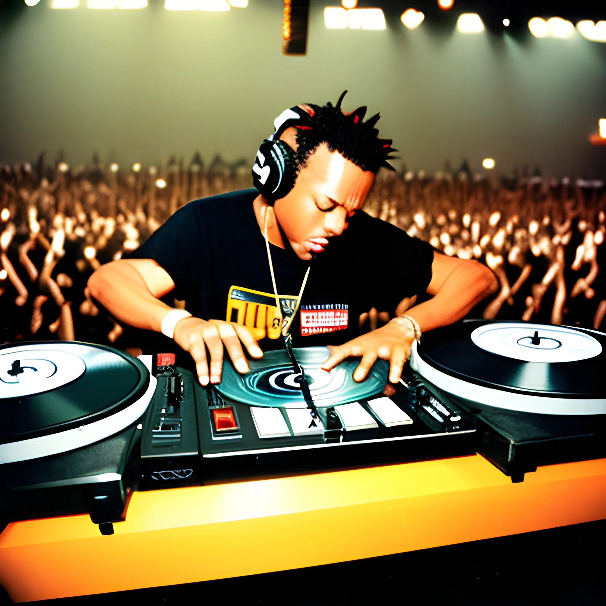 dj flexy tex mixing and scratching on two turntables way too fast at the 1993 wrong way u.s.a. dj mixing finals