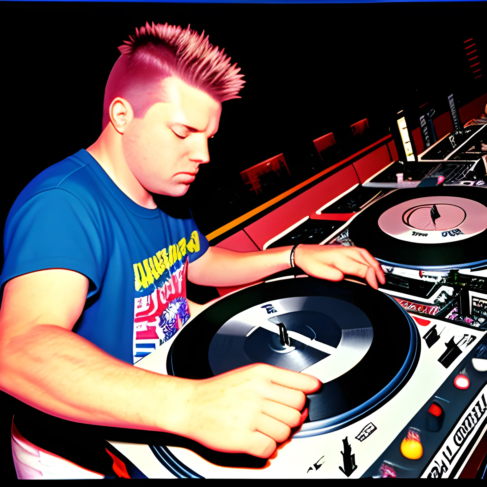 dj power punch patrick mixing and scratching on two turntables way too fast at the 1993 wrong way u.s.a. dj mixing finals