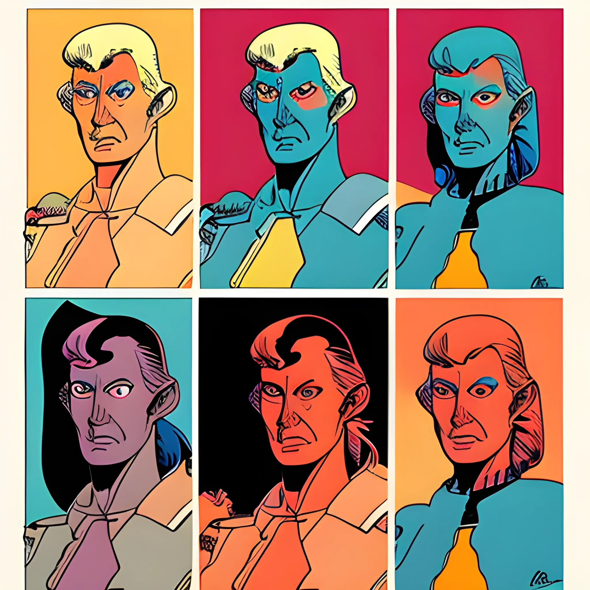 Style of jean giraud's edena
Color palate has got to be the same as edena.

Strong focus on the characters and how they look and physically inhabit the space

, Cartoon