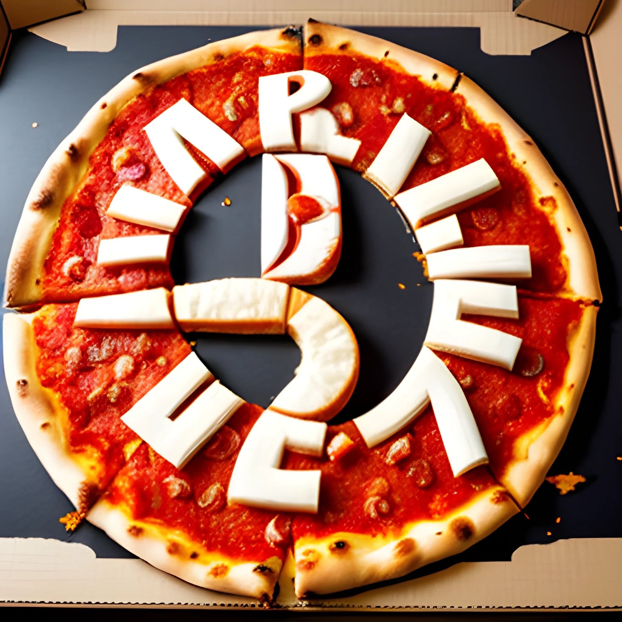 the word pizza written in shape of a pizza