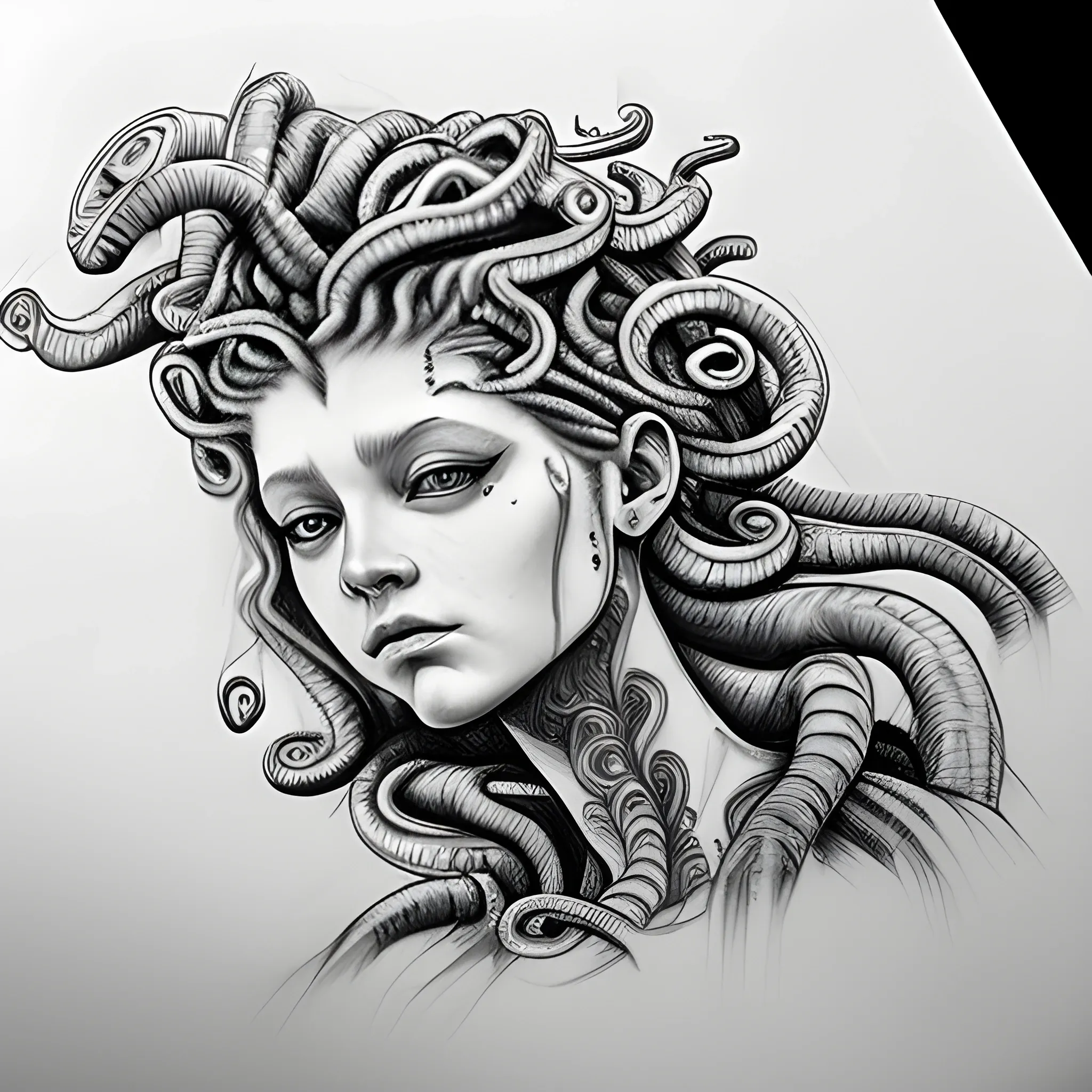 , Pencil Sketch. medusa tattoo