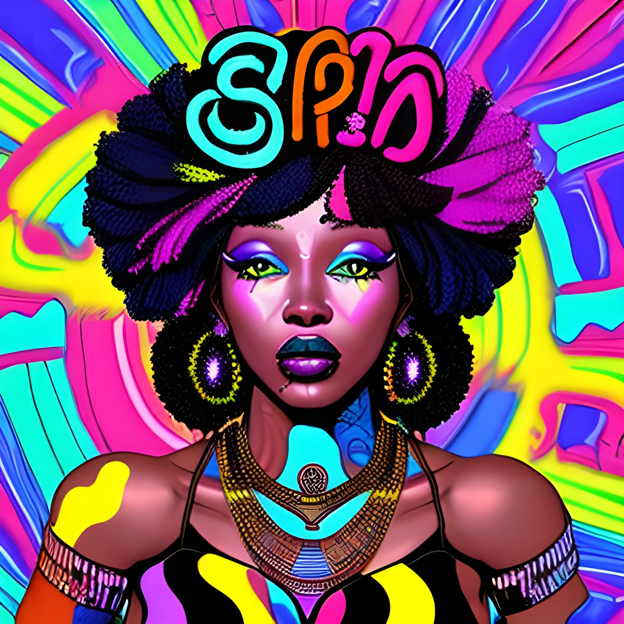 Trippy, black woman, party - Arthub.ai