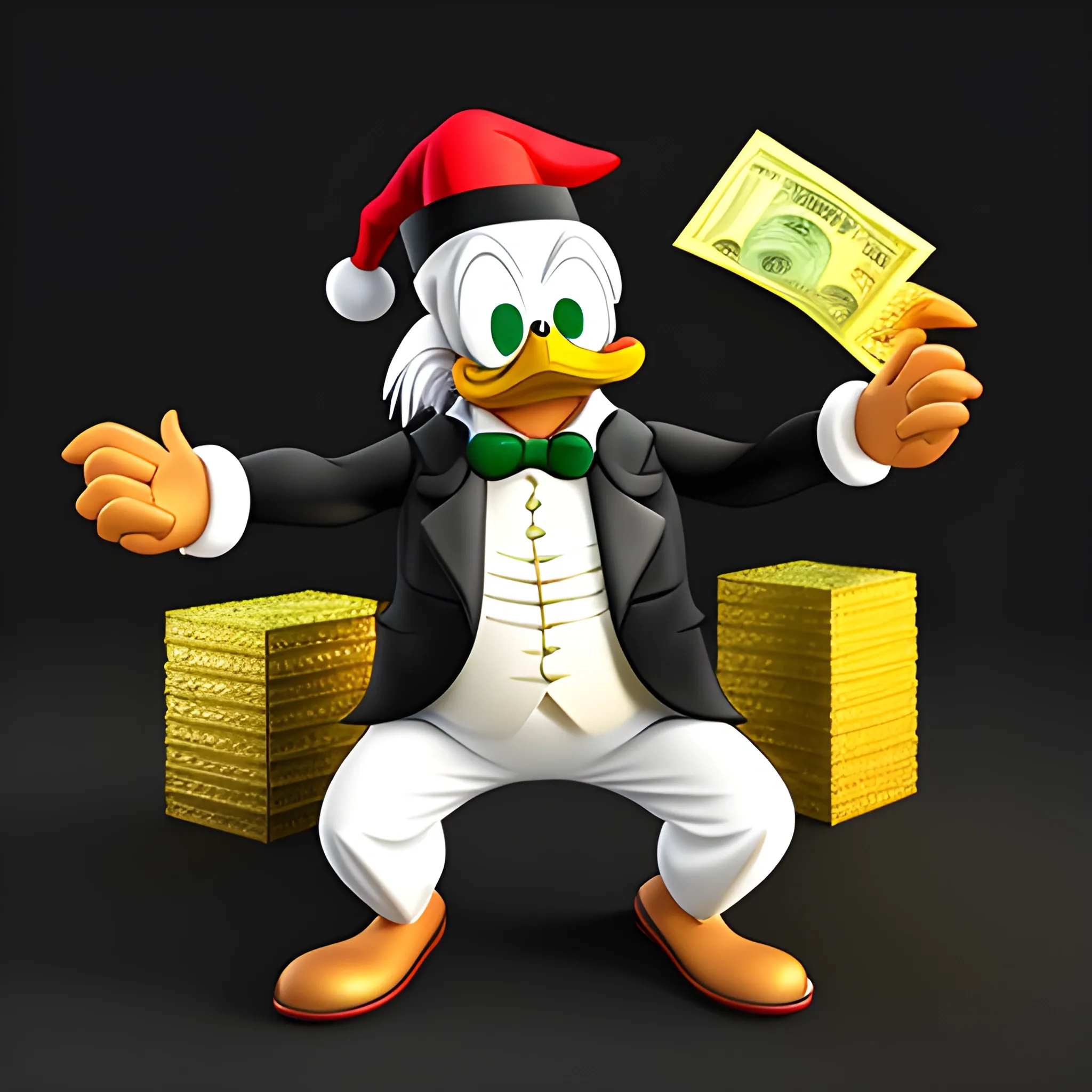 Scrooge McDuck on a black background, 3D - Arthub.ai