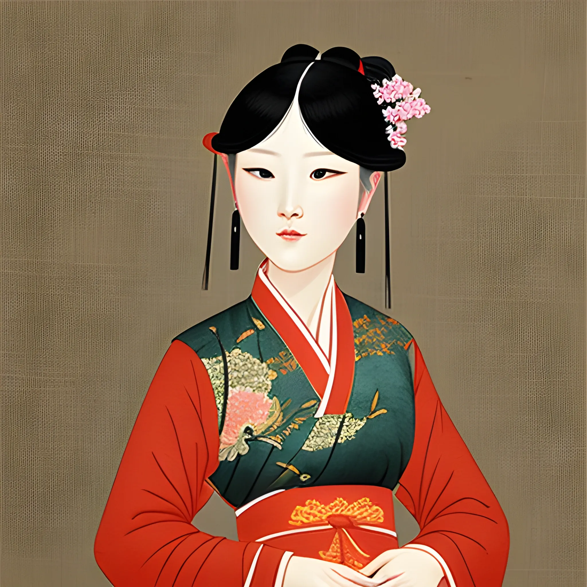 Pictures of ladies in ancient Chinese traditional painting style, elegant, master paintings, 