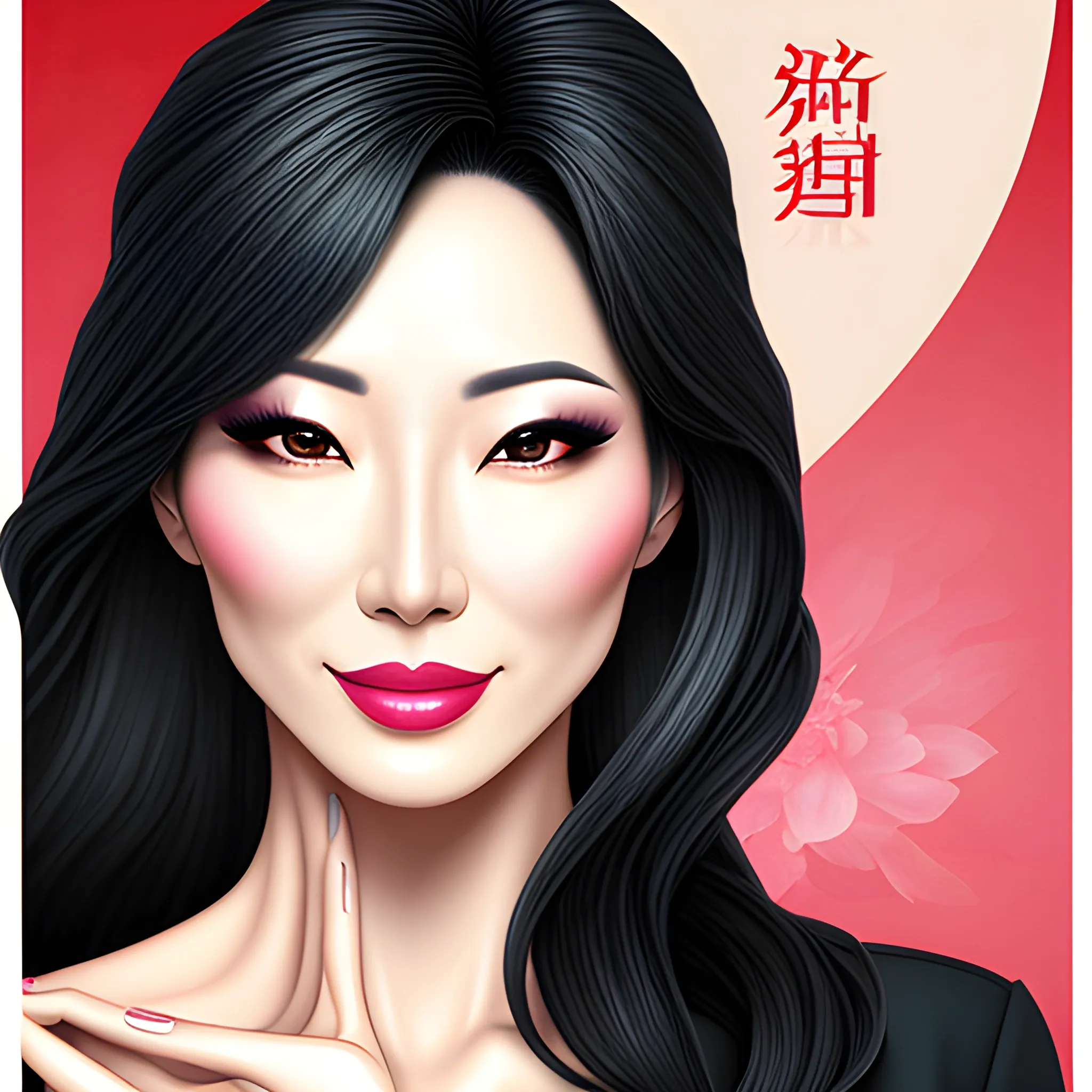 Medical beauty poster, no background, bright tones, a confident young oriental woman, realistic style