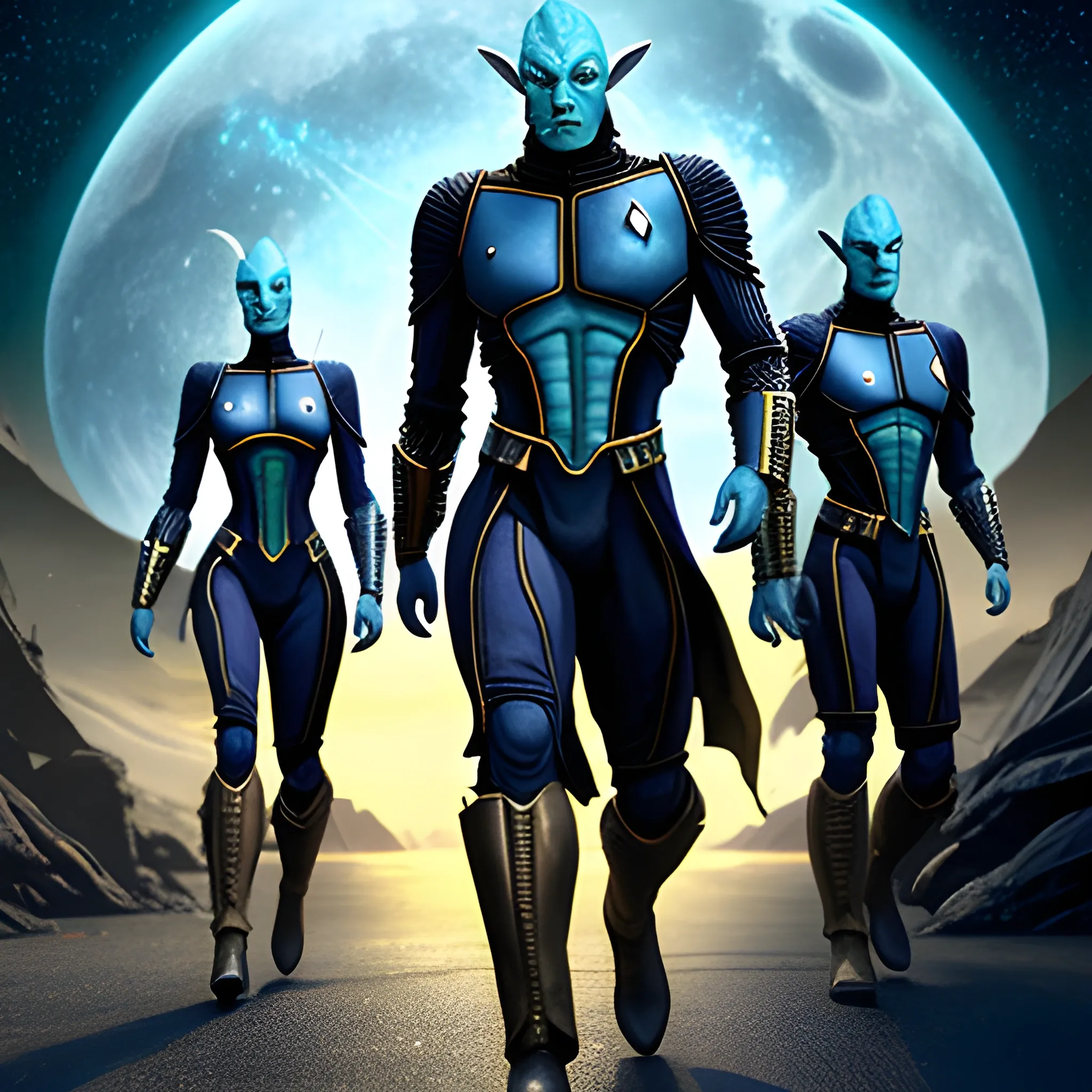 Realistic looking aliens from the following species: Andorian, K ...