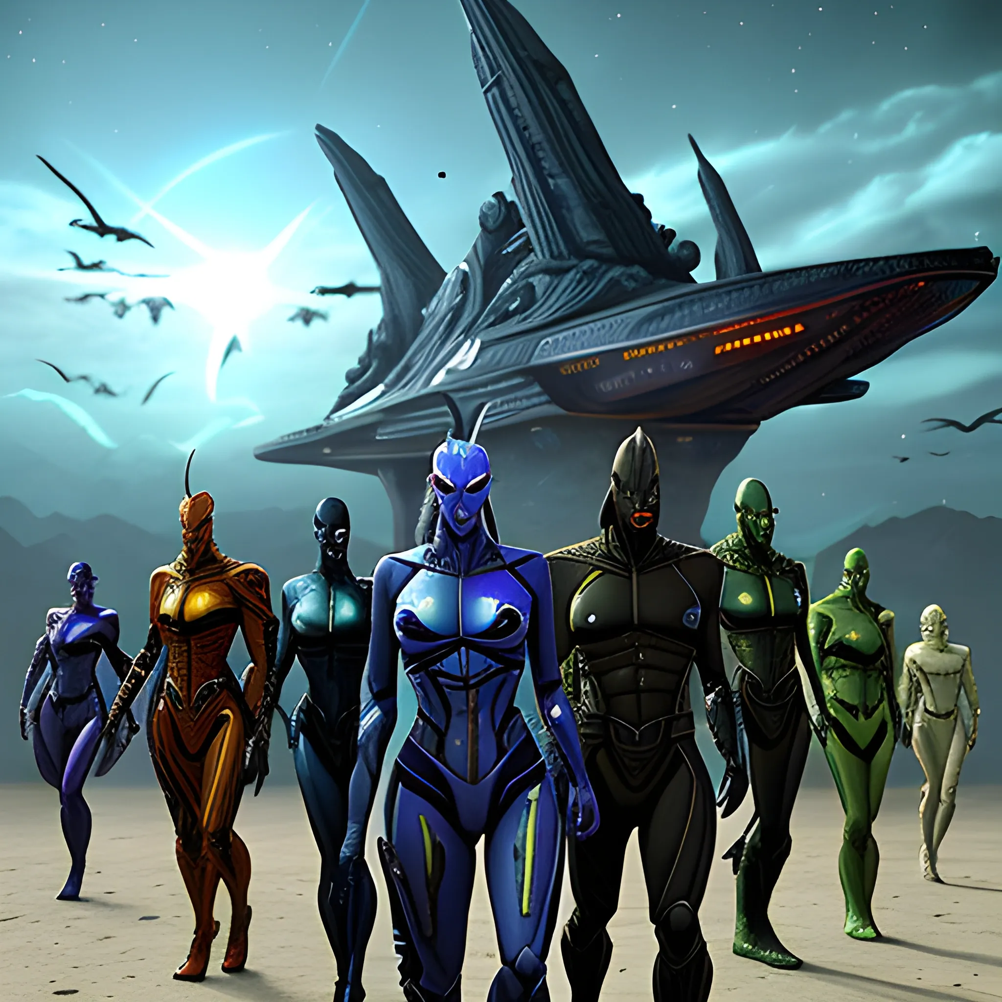 Realistic looking aliens from the following species: Andorian, K ...