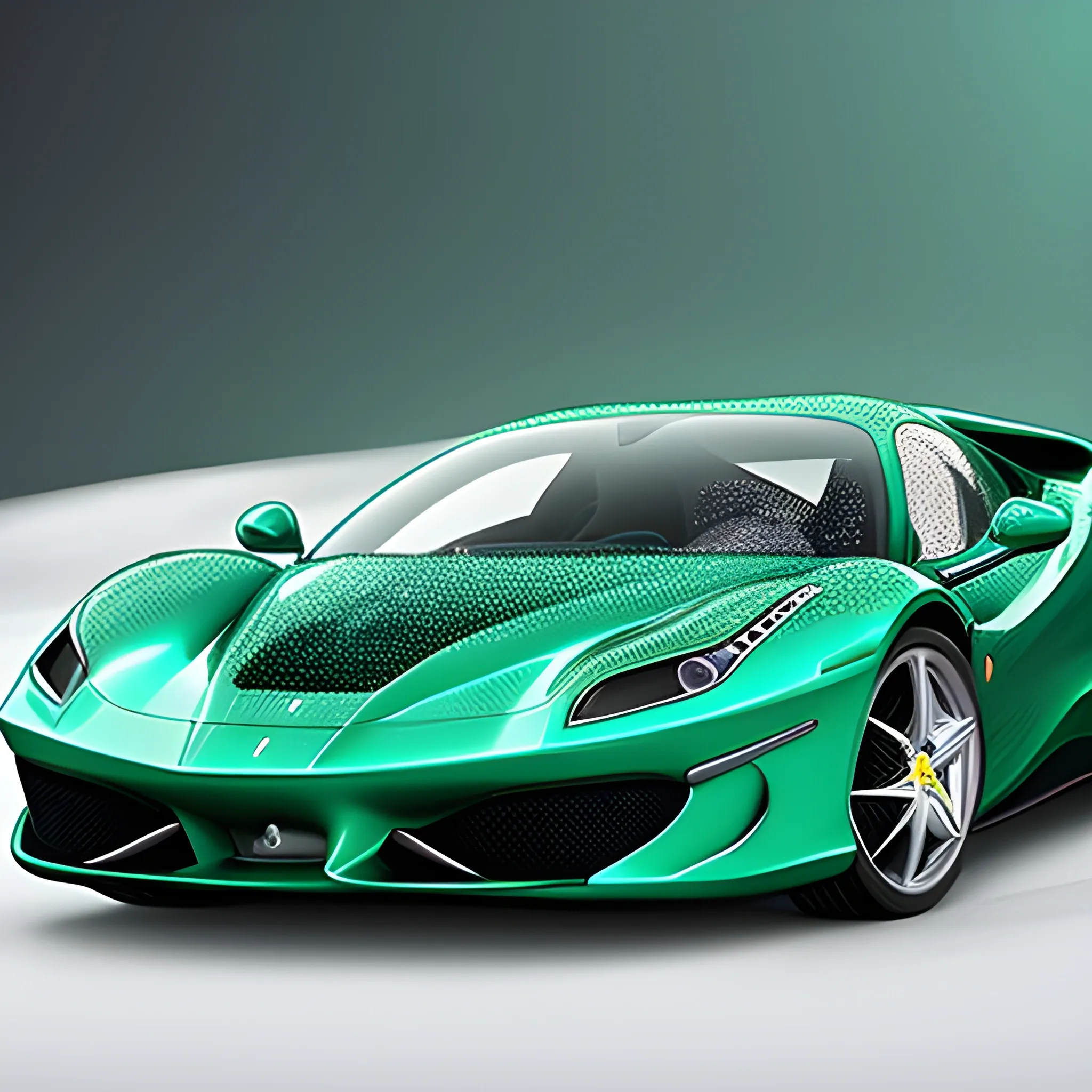 Witness the frozen moments of Ferrari Car in Crystalized Time Realms, where the timeless Emerald Green intersects with the crystalline Quartz Clear, encapsulating natural history