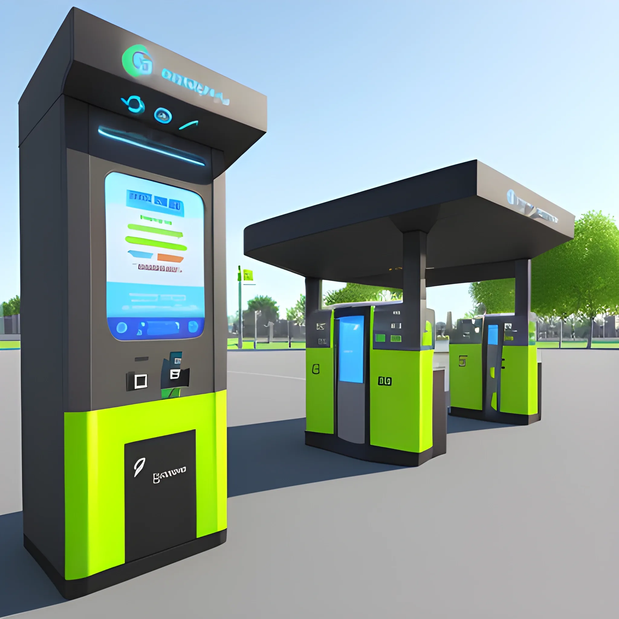 New energy charging station，3D，outside
