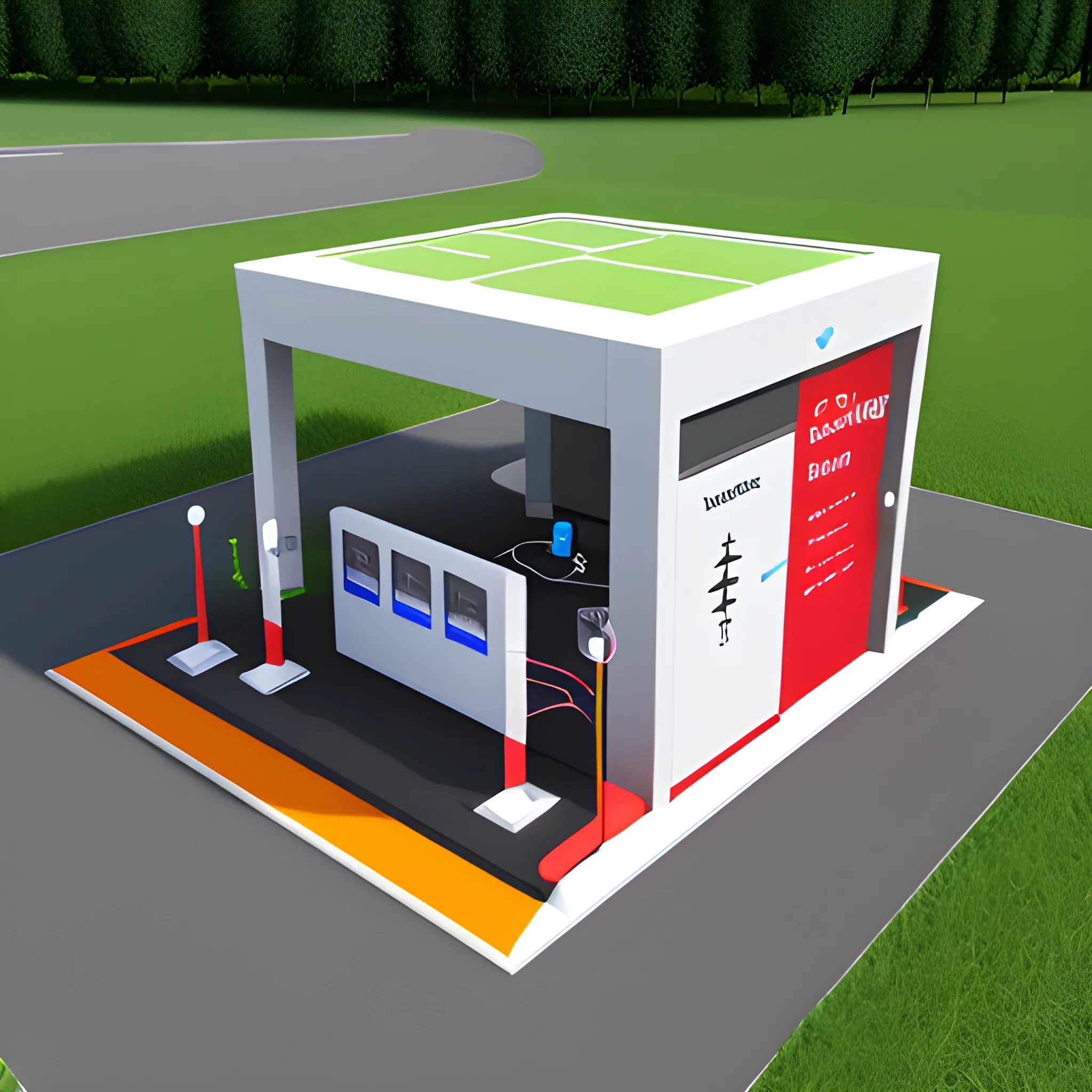 New energy charging station，3D，outside
