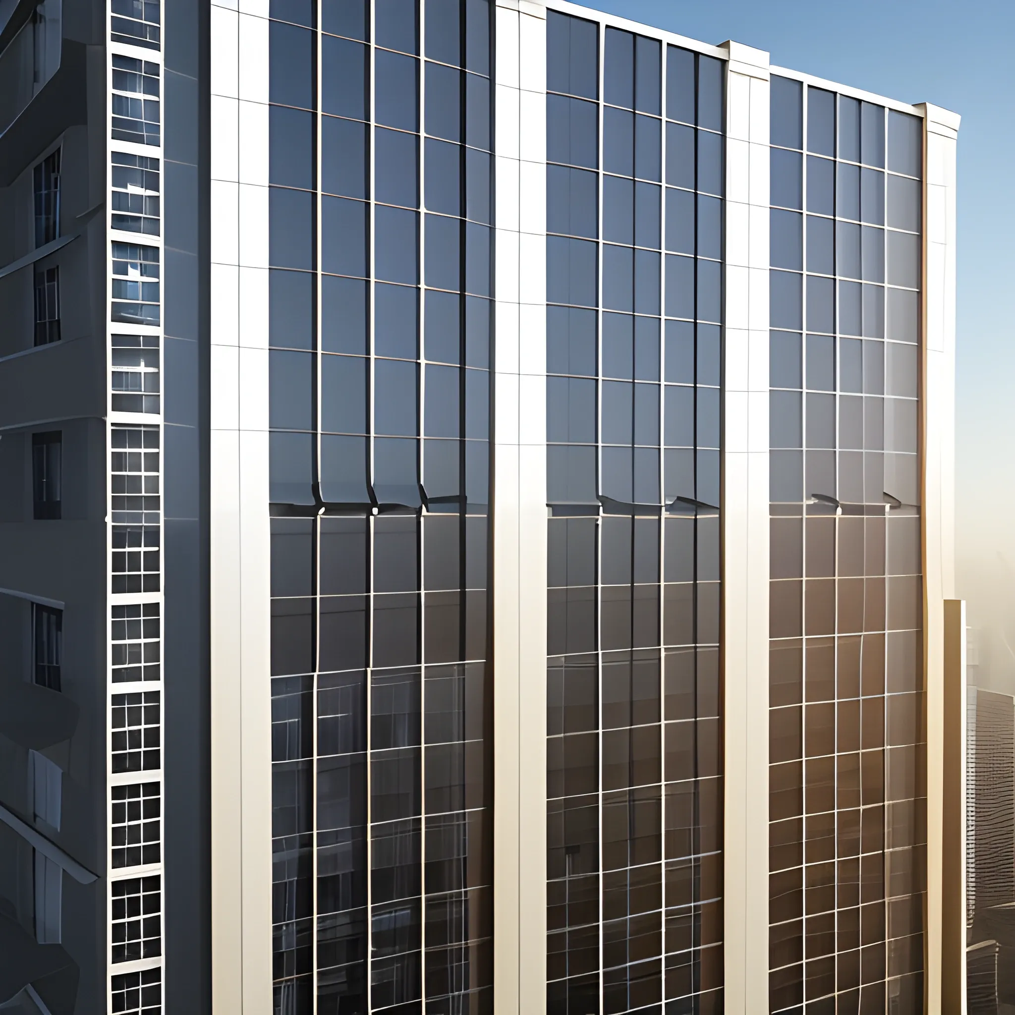  high-rise building, the building facade: photovoltaic panel ，3D