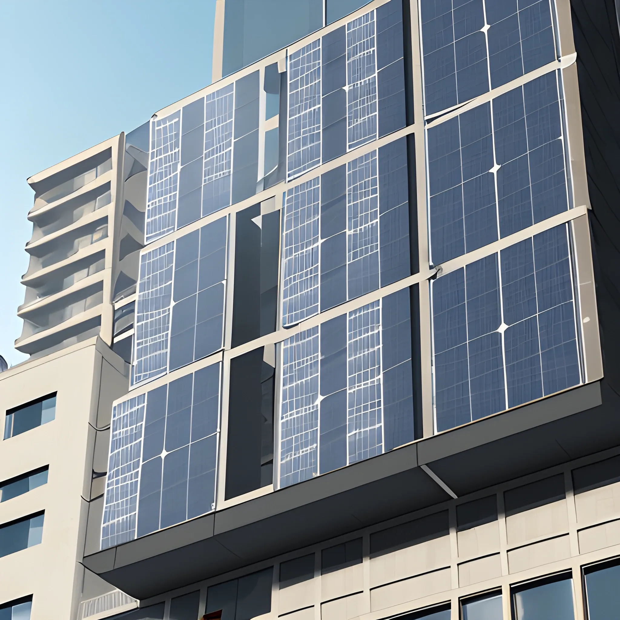  high-rise building, the building facade: photovoltaic panel ，3D