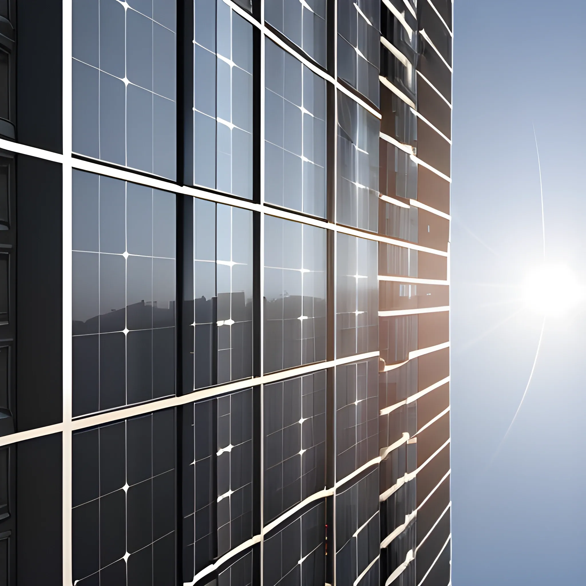  high-rise building, the building facade: photovoltaic panel ，3D