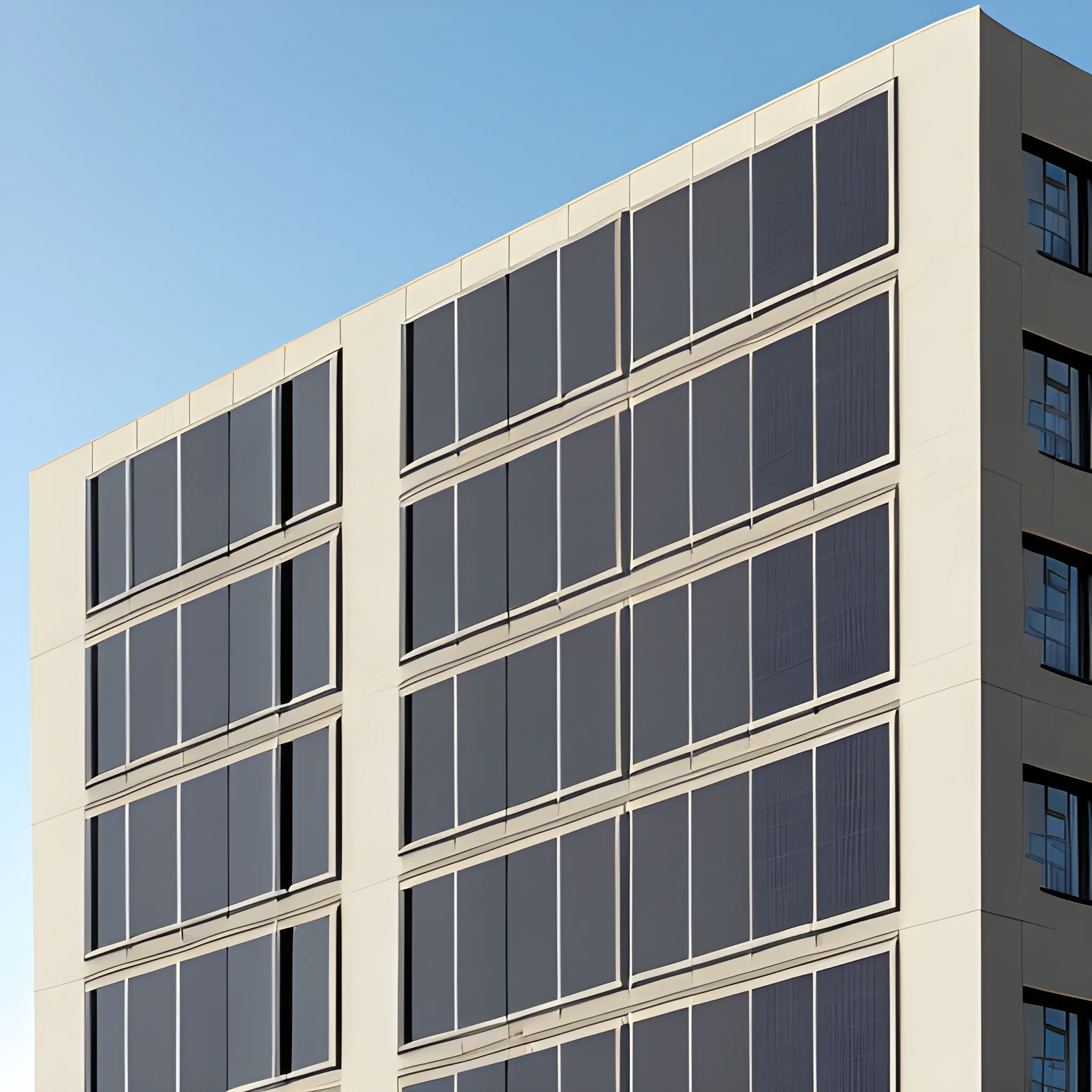  high-rise building, the building facade: photovoltaic panel ，3D