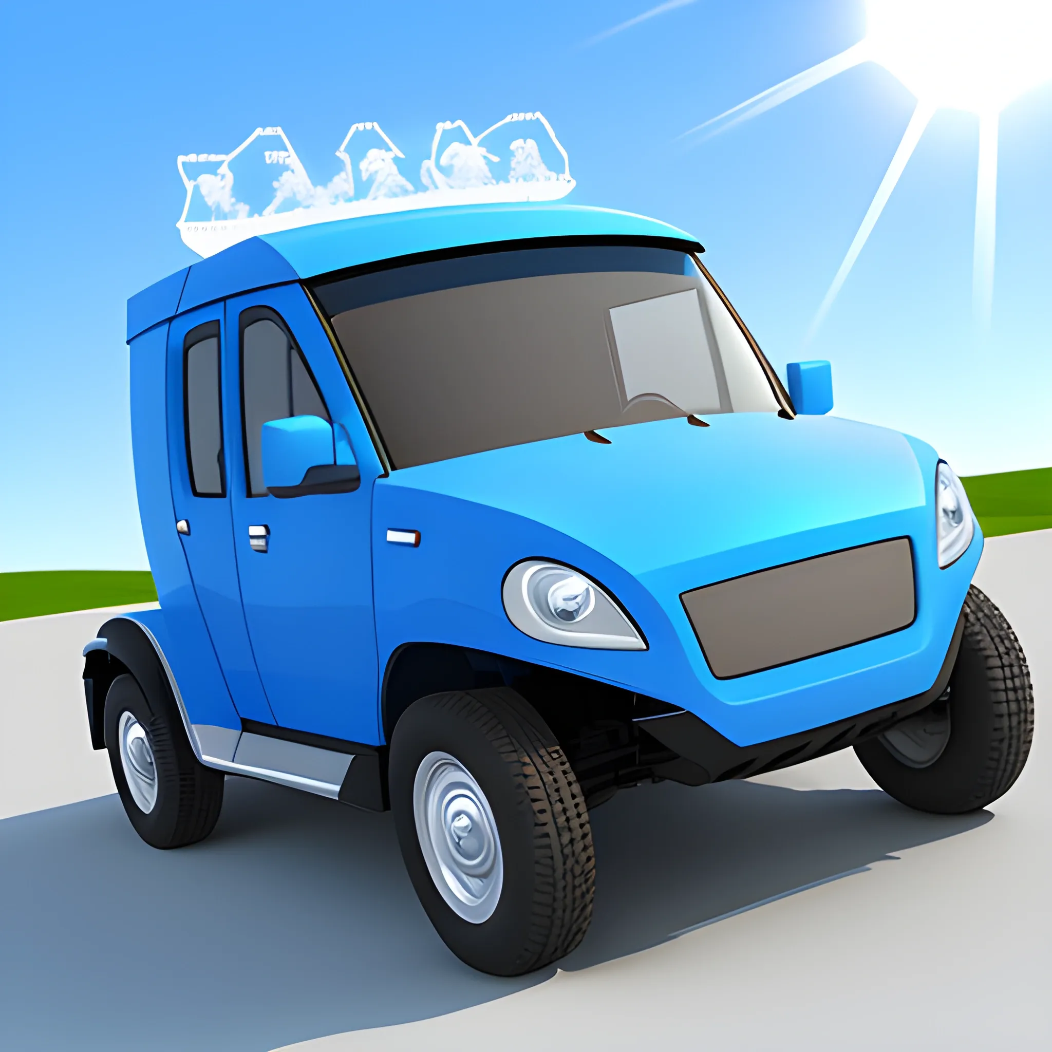 new energy vehicle ，blue sky,  3D