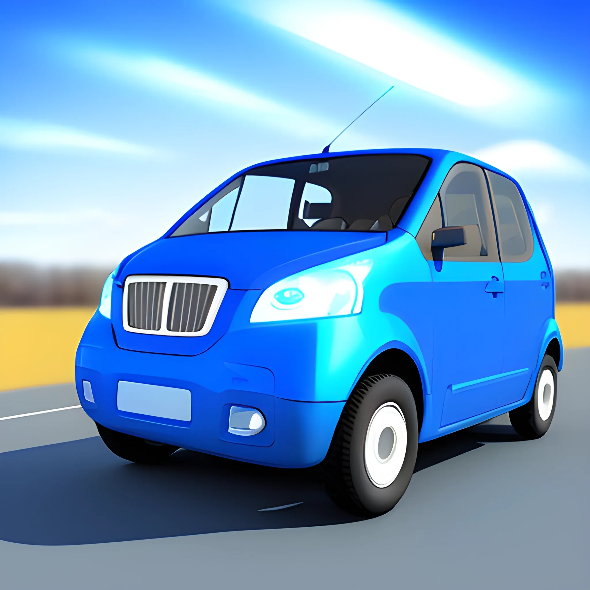 new energy vehicle ，blue sky,  3D