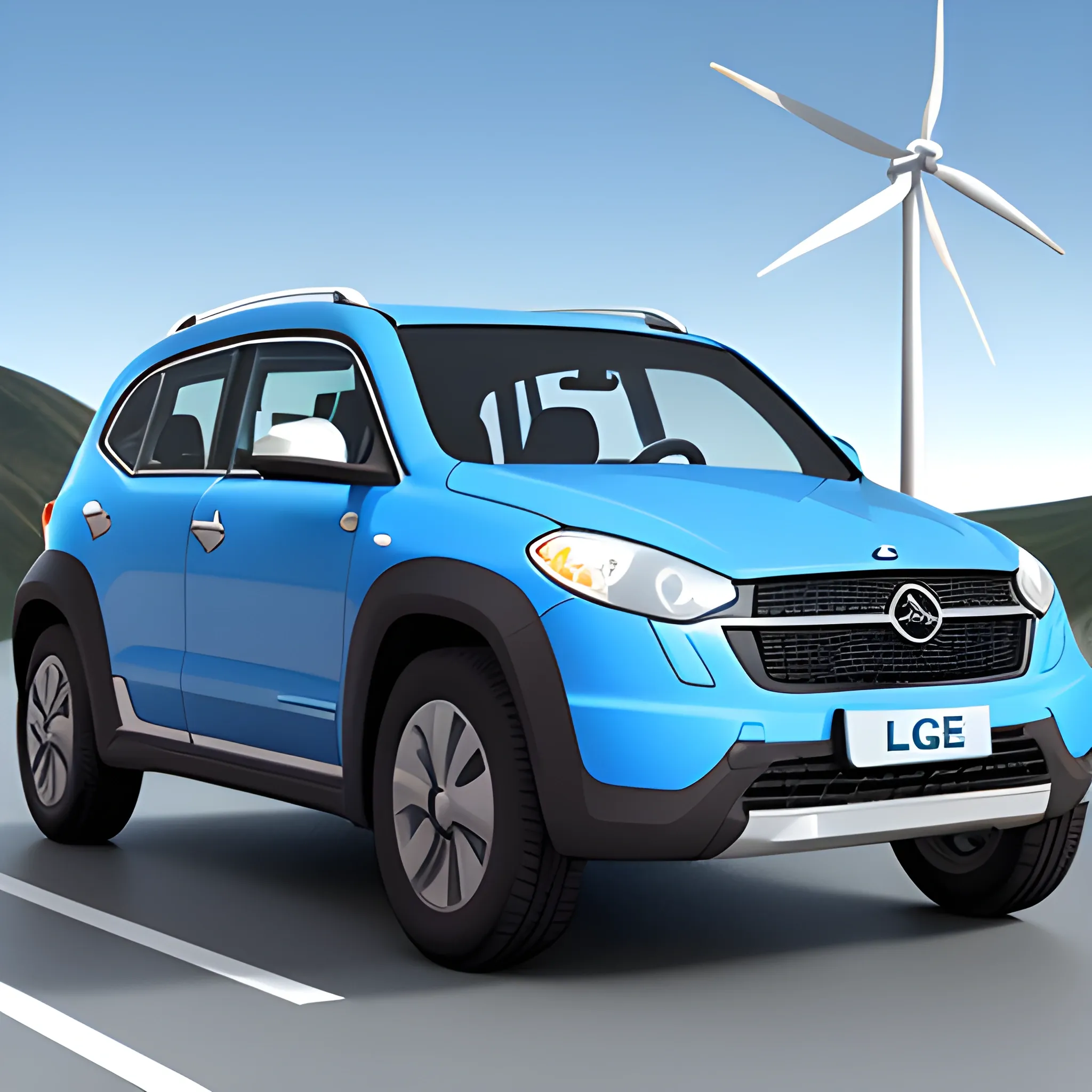 new energy vehicle ，blue sky,  3D, Flagged as GCL