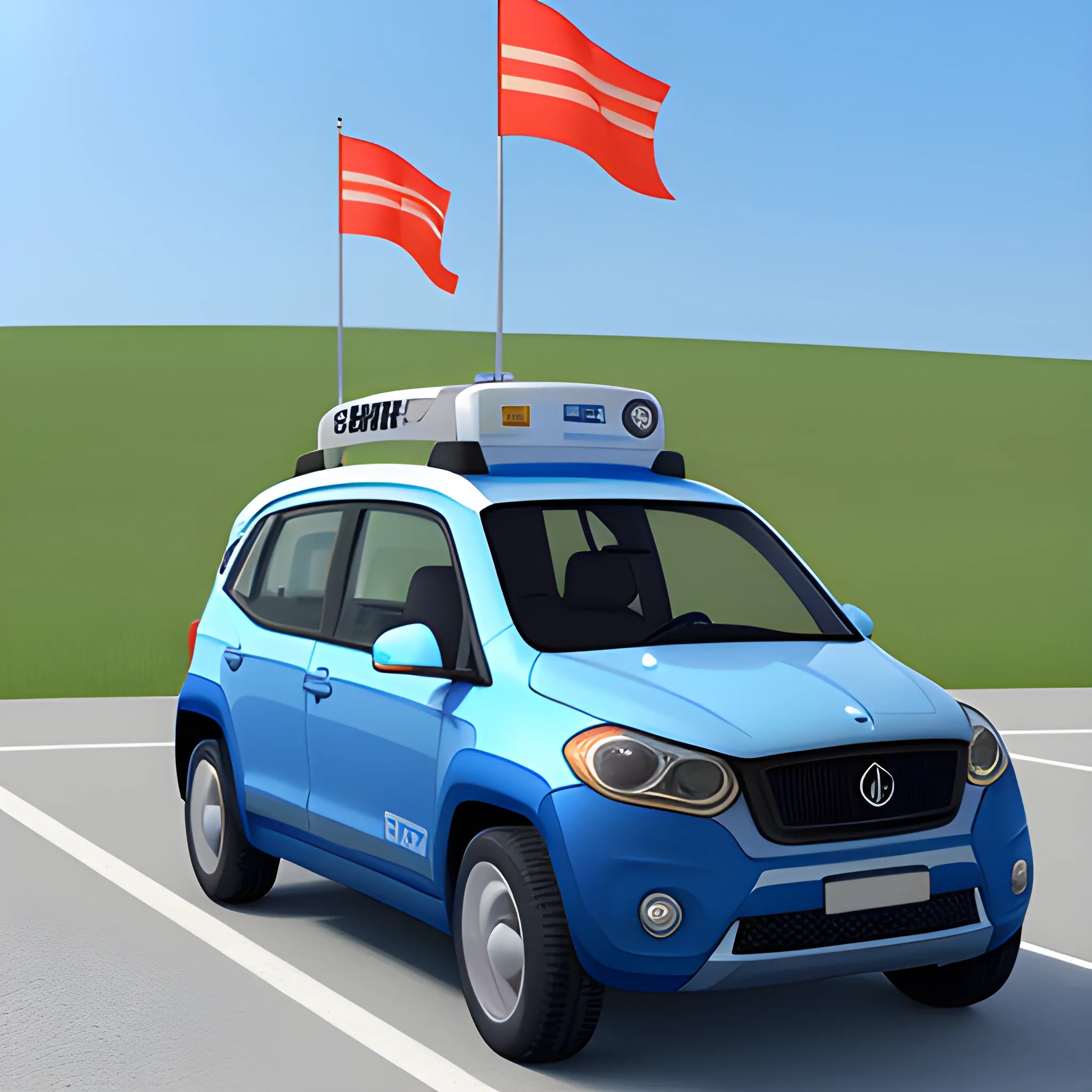 new energy vehicle ，blue sky,  3D, Flagged as GCL