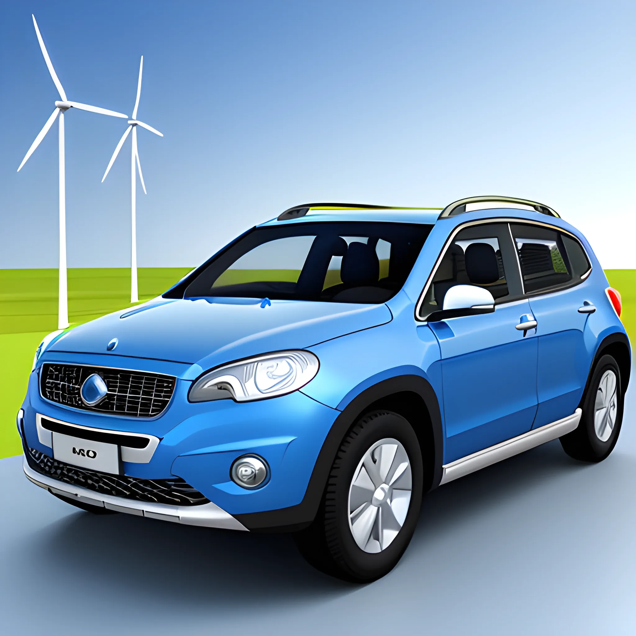 new energy vehicle ，blue sky,  3D, Flagged as GCL