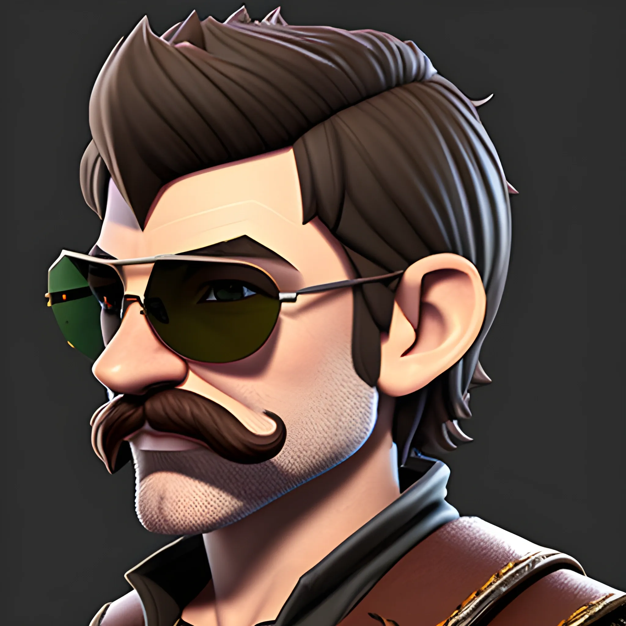 dungeons and dragons, rogue, epic, male, short, halfling, graying brown hair, sunglasses, thin mustache, cartoon, fantasy, 3D