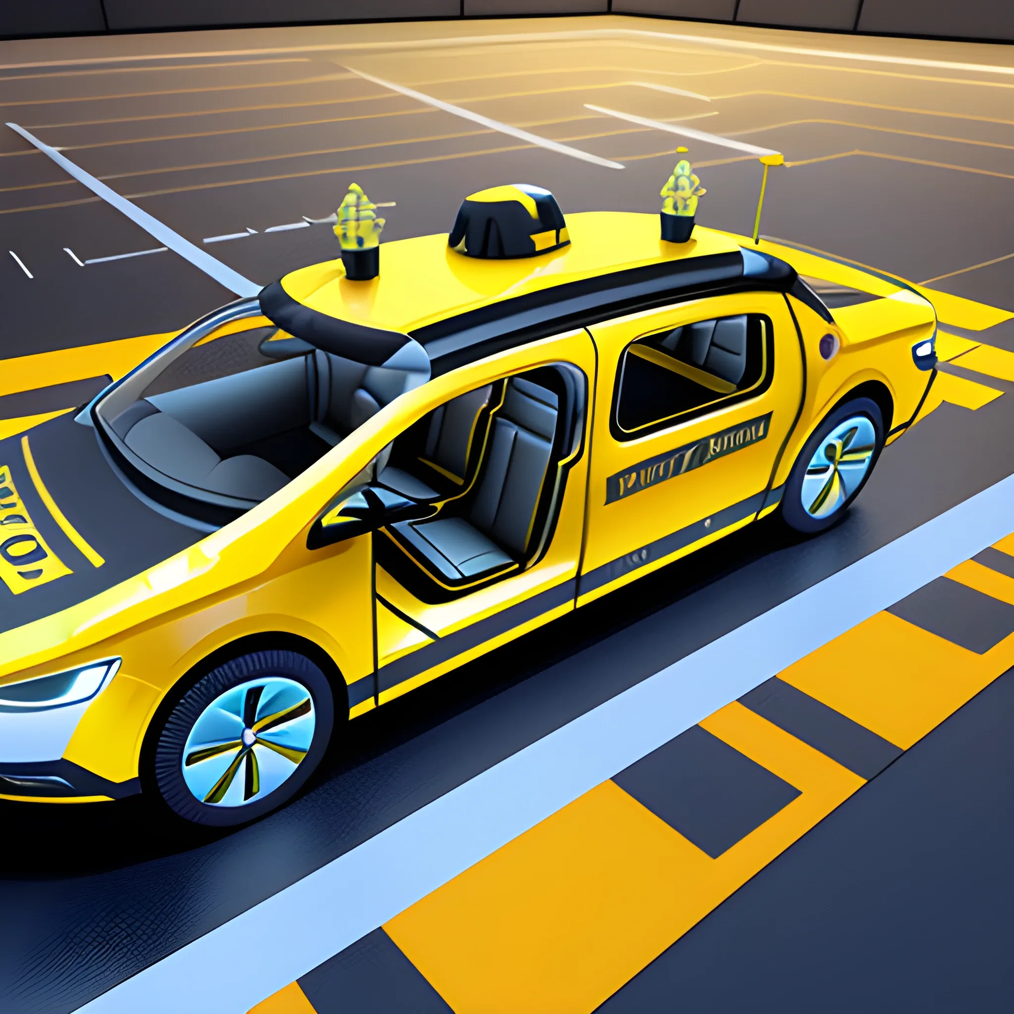 The 3D illustration of the yellow air taxi is credited to Marharyta Marko. Note: The figure showcases the integration of various ground transportation methods with air taxis, forming a comprehensive multimodal transportation 