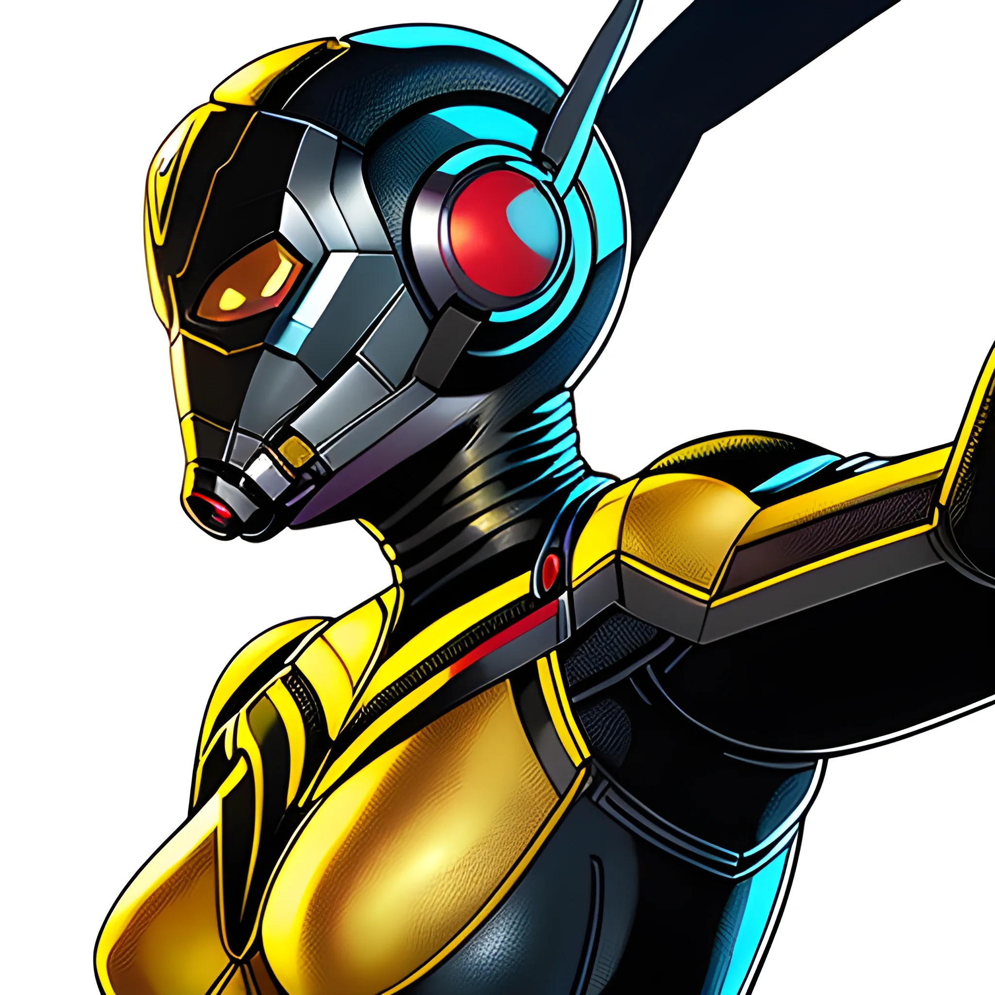 Wasp from Marvel's Antman and the Wasp, powerful, superhero, futuristic, action, digital painting, detailed illustration, comic style, sci-fi, Marvel Comics