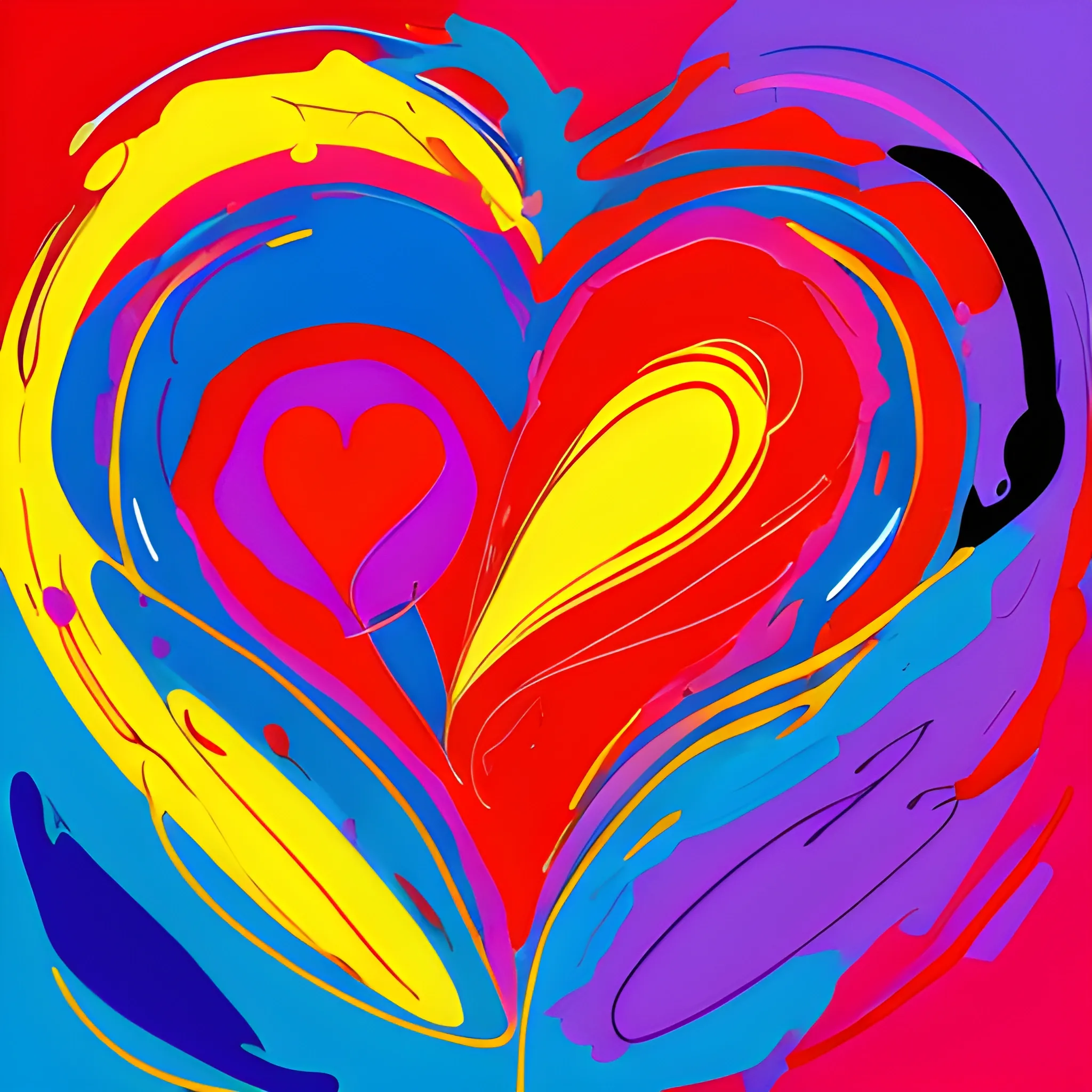 A vibrant, stylized illustration of a beating heart, rendered in the bold strokes and colors of abstract expressionism. The heart pulses with life and energy, its chambers and valves depicted in a whimsical, exaggerated manner, surrounded by a flurry of brushstrokes and splashes of color. The viewer is drawn into the rhythm of this emotional, dynamic artwork, experiencing the sensations and vitality of a healthy heart.